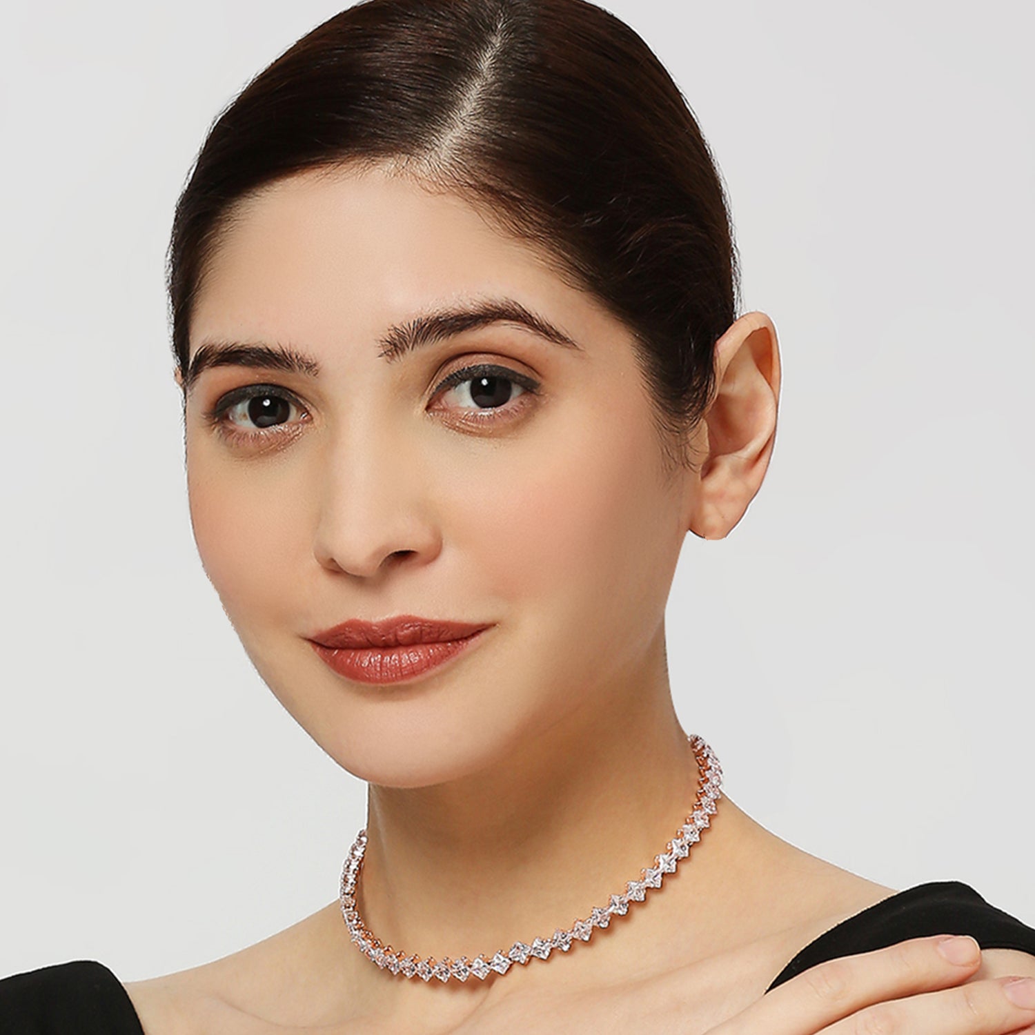 Classic Princess Cut CZ Adjustable Choker Necklace