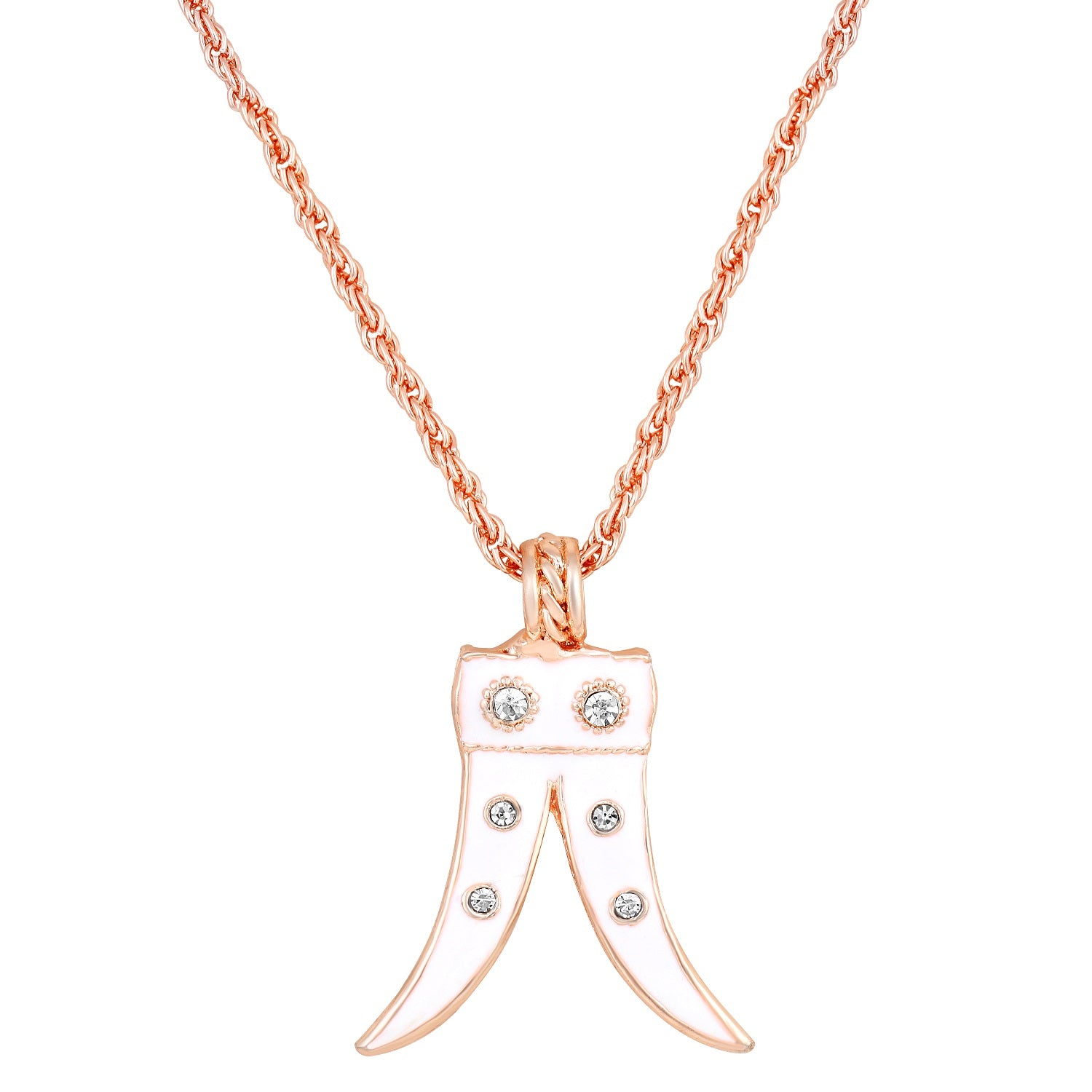 Tiger Tooth Shaped Meena Enamel Pendant Necklace