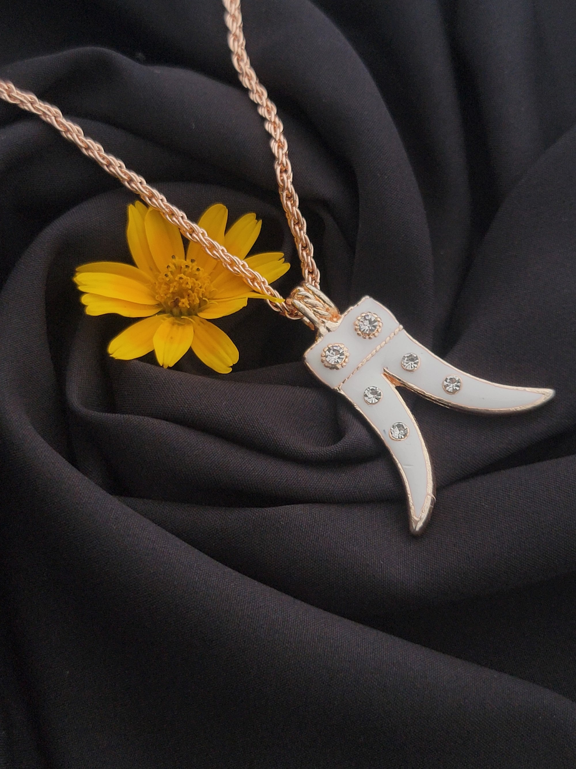 Tiger Tooth Shaped Meena Enamel Pendant Necklace