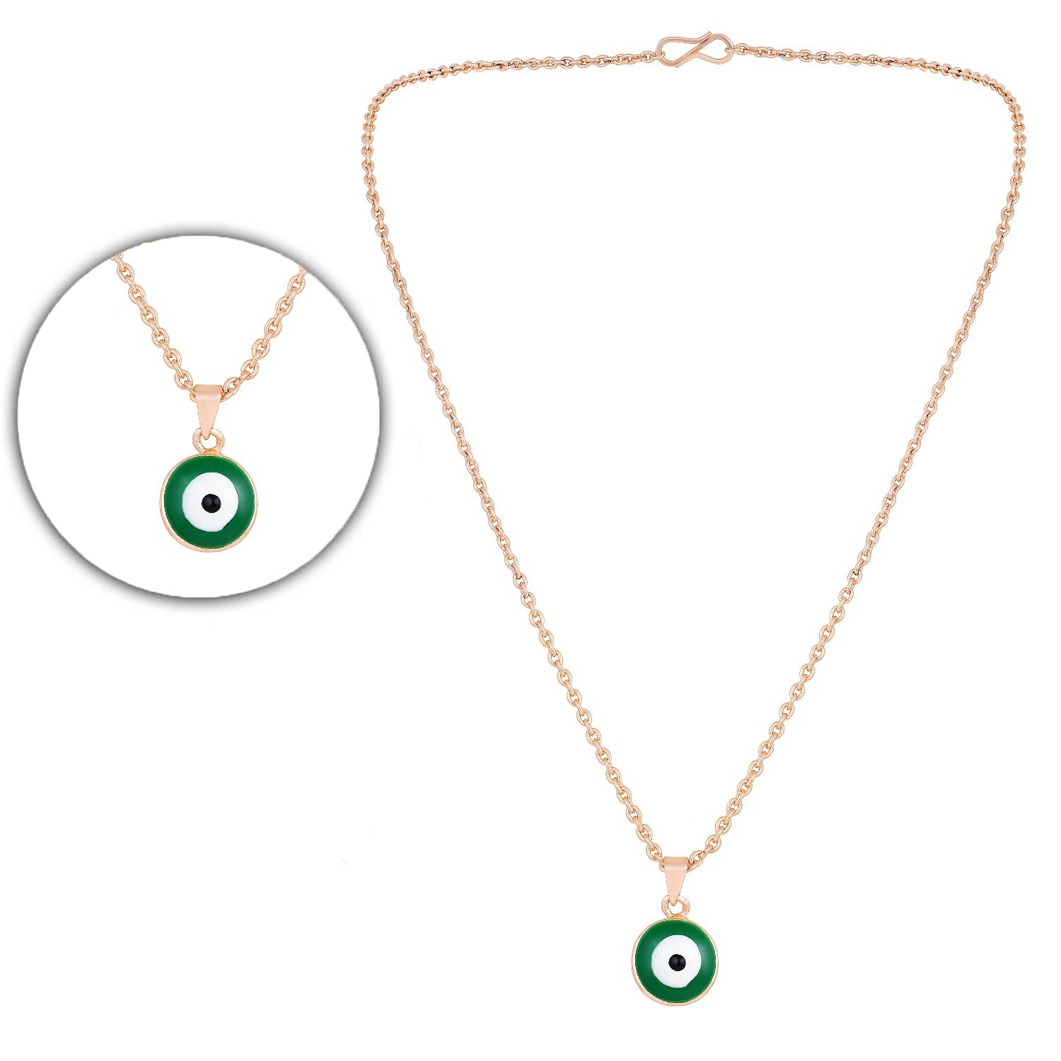 Meenakari Work Round Evil Eye Pendant with Chain