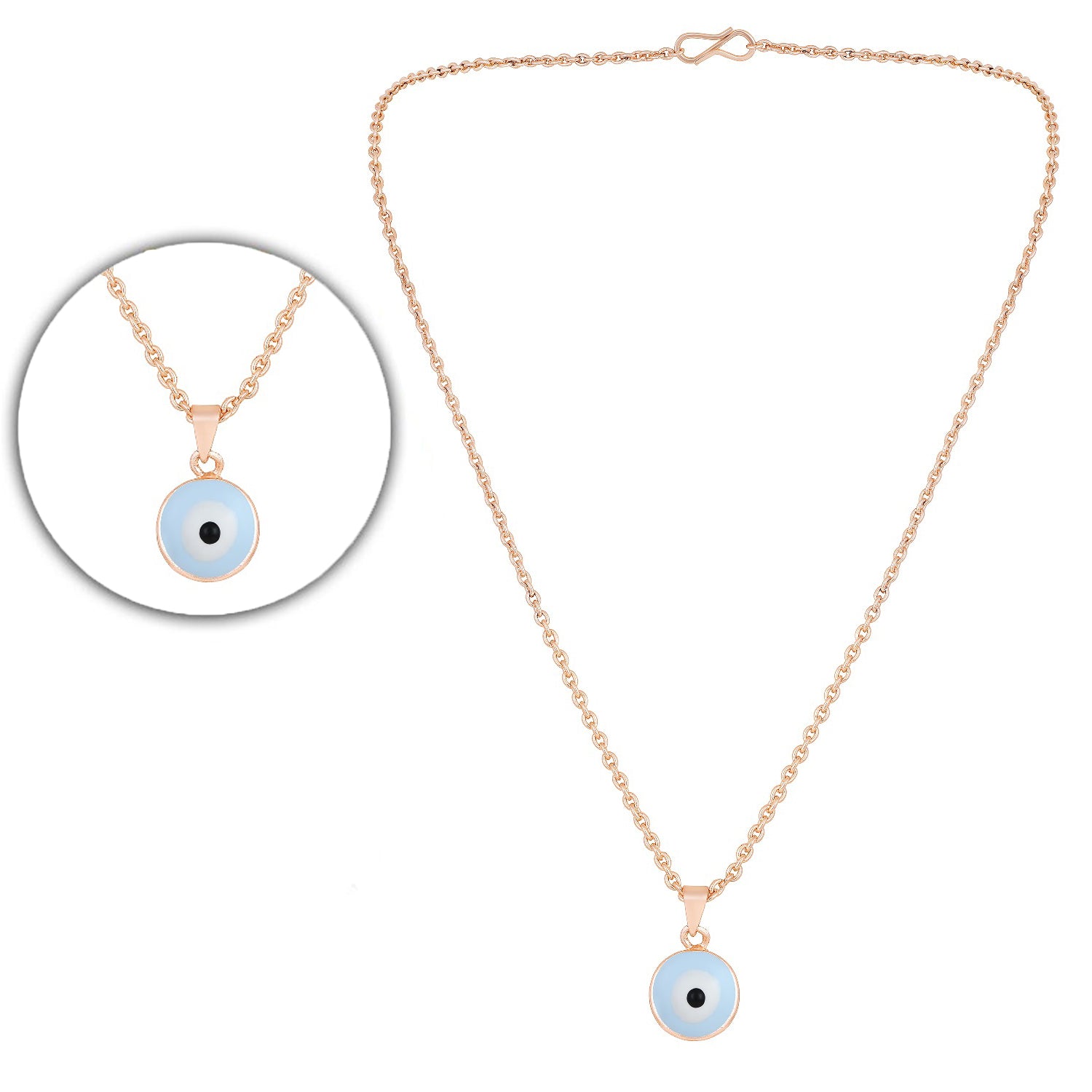 Meenakari Work Round Evil Eye Pendant with Chain