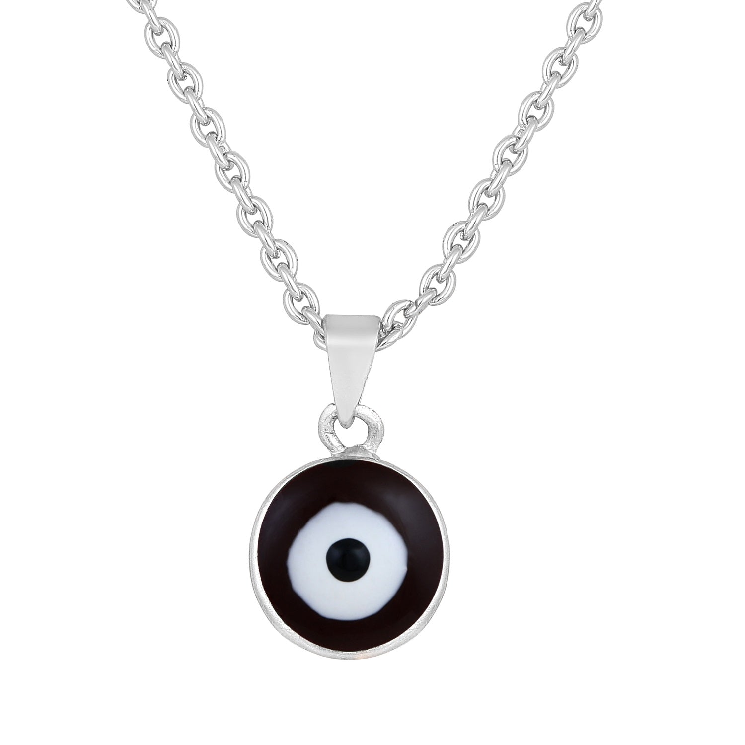 Meenakari Work Round Evil Eye Pendant with Chain