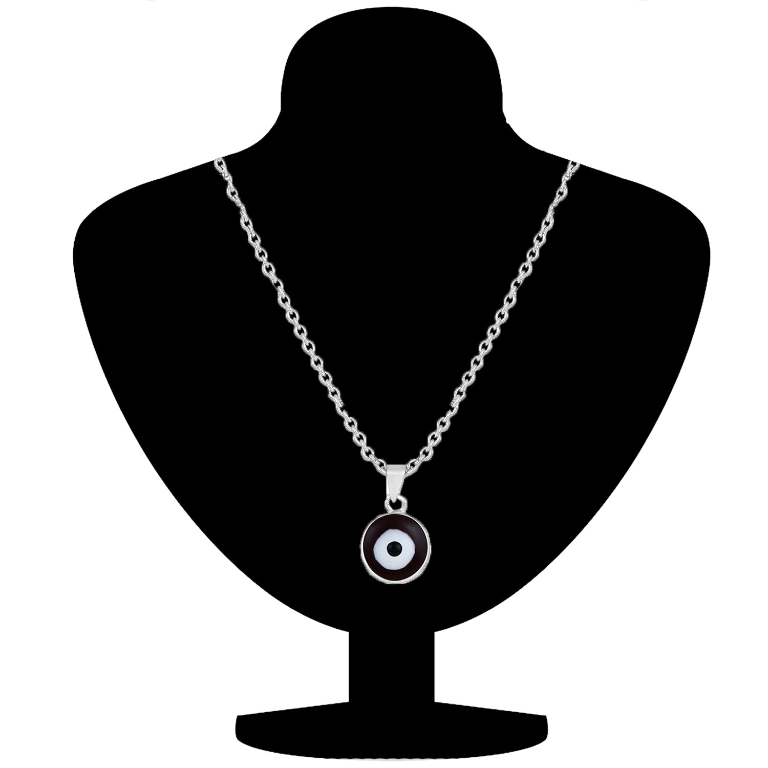Meenakari Work Round Evil Eye Pendant with Chain