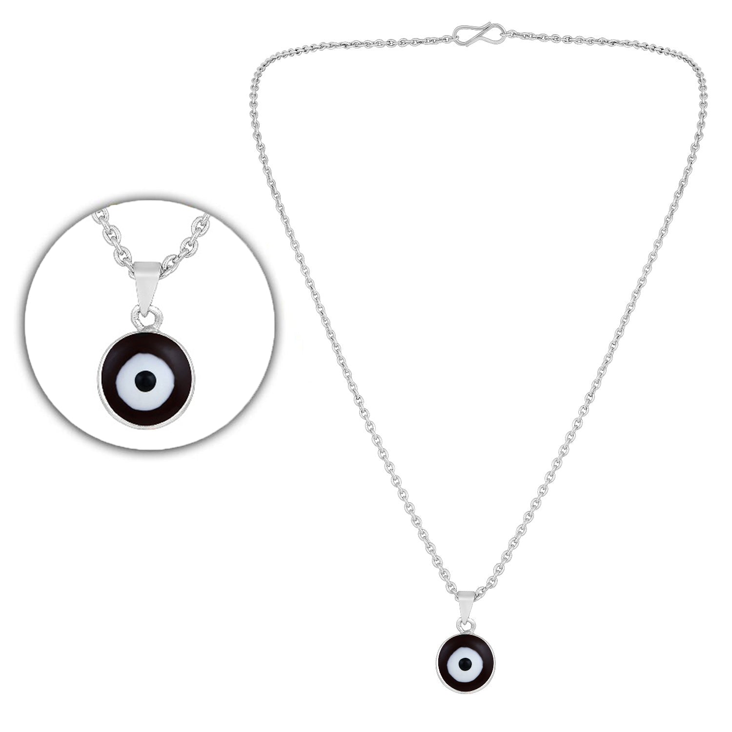 Meenakari Work Round Evil Eye Pendant with Chain