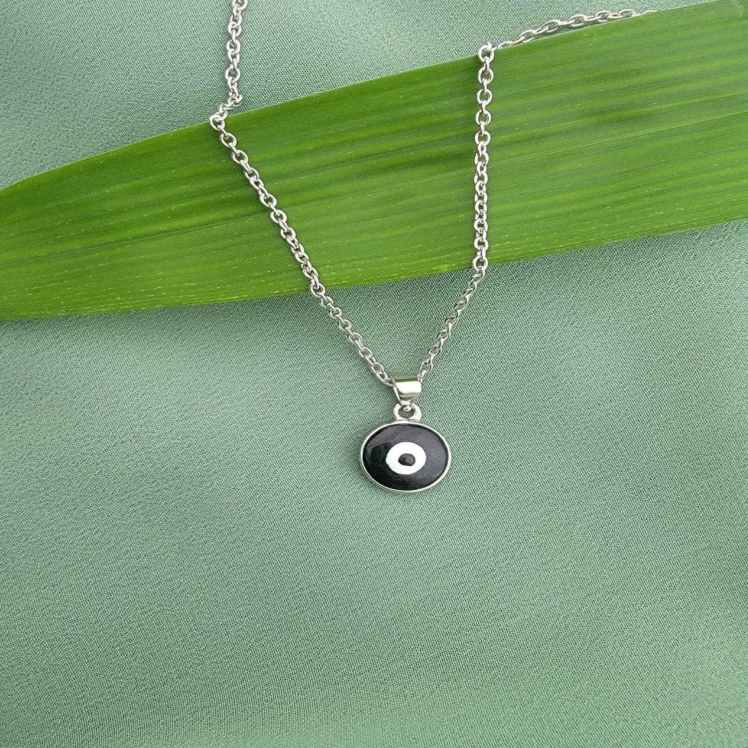 Meenakari Work Round Evil Eye Pendant with Chain