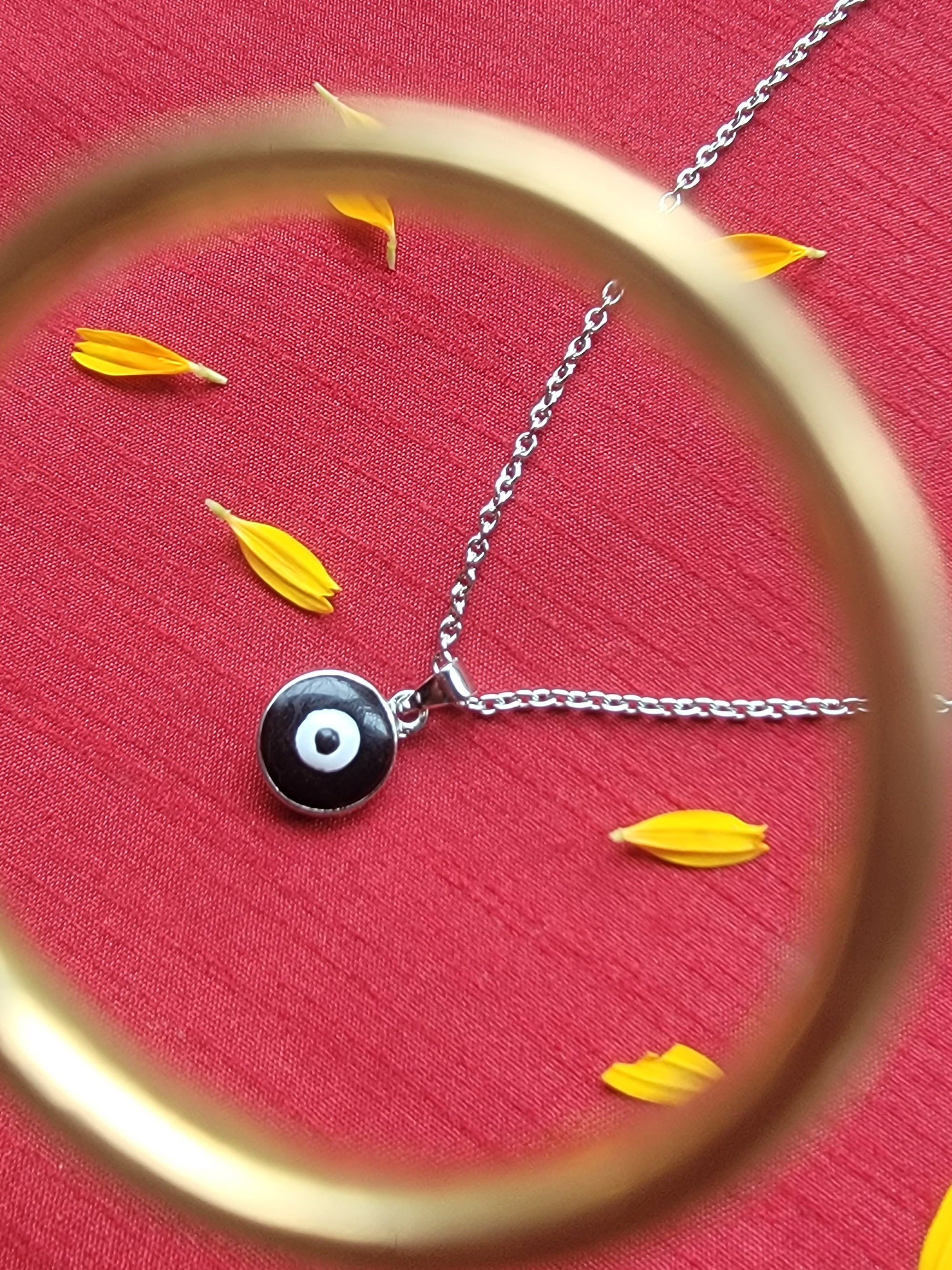 Meenakari Work Round Evil Eye Pendant with Chain