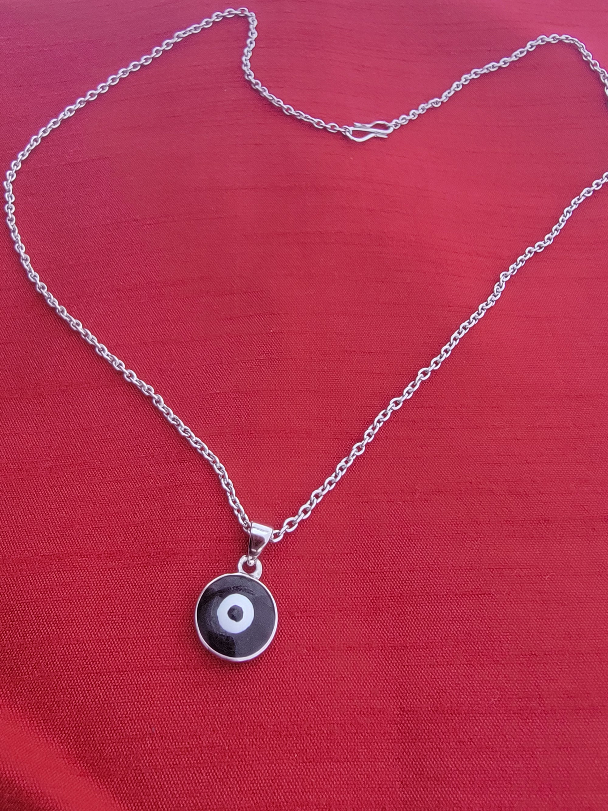 Meenakari Work Round Evil Eye Pendant with Chain