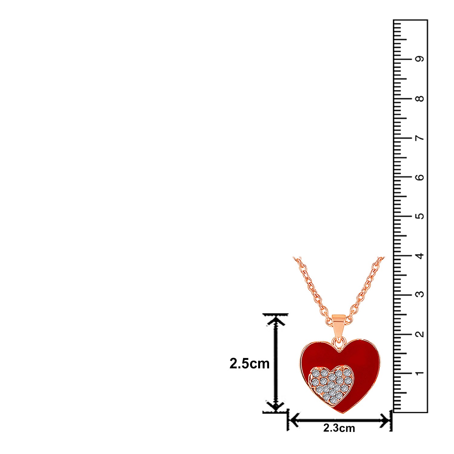 Red Meenakari Work and Crystals Dual Heart Necklace Pendant