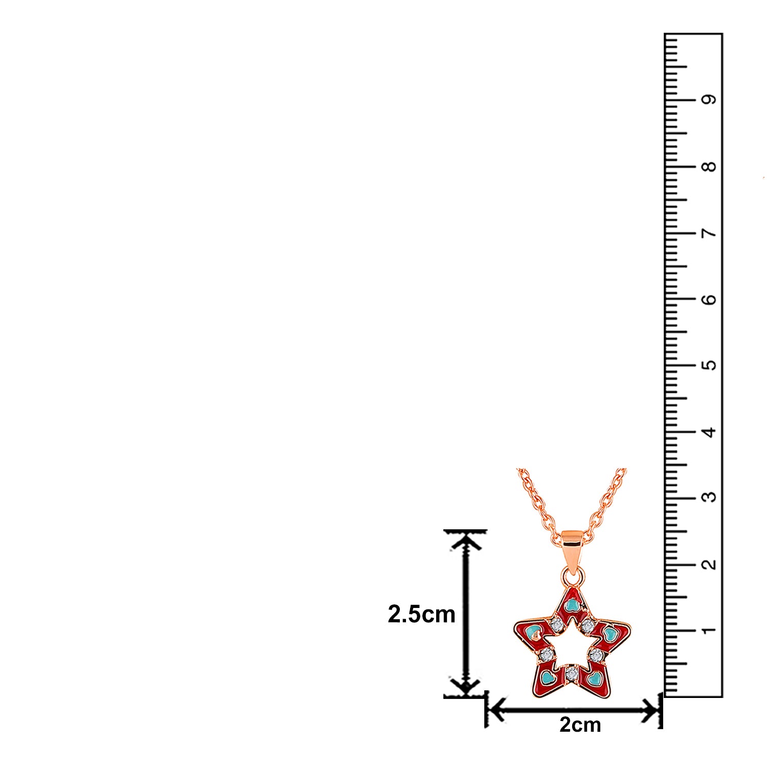 Red Meenakari Work and Crystals Star Necklace Pendant