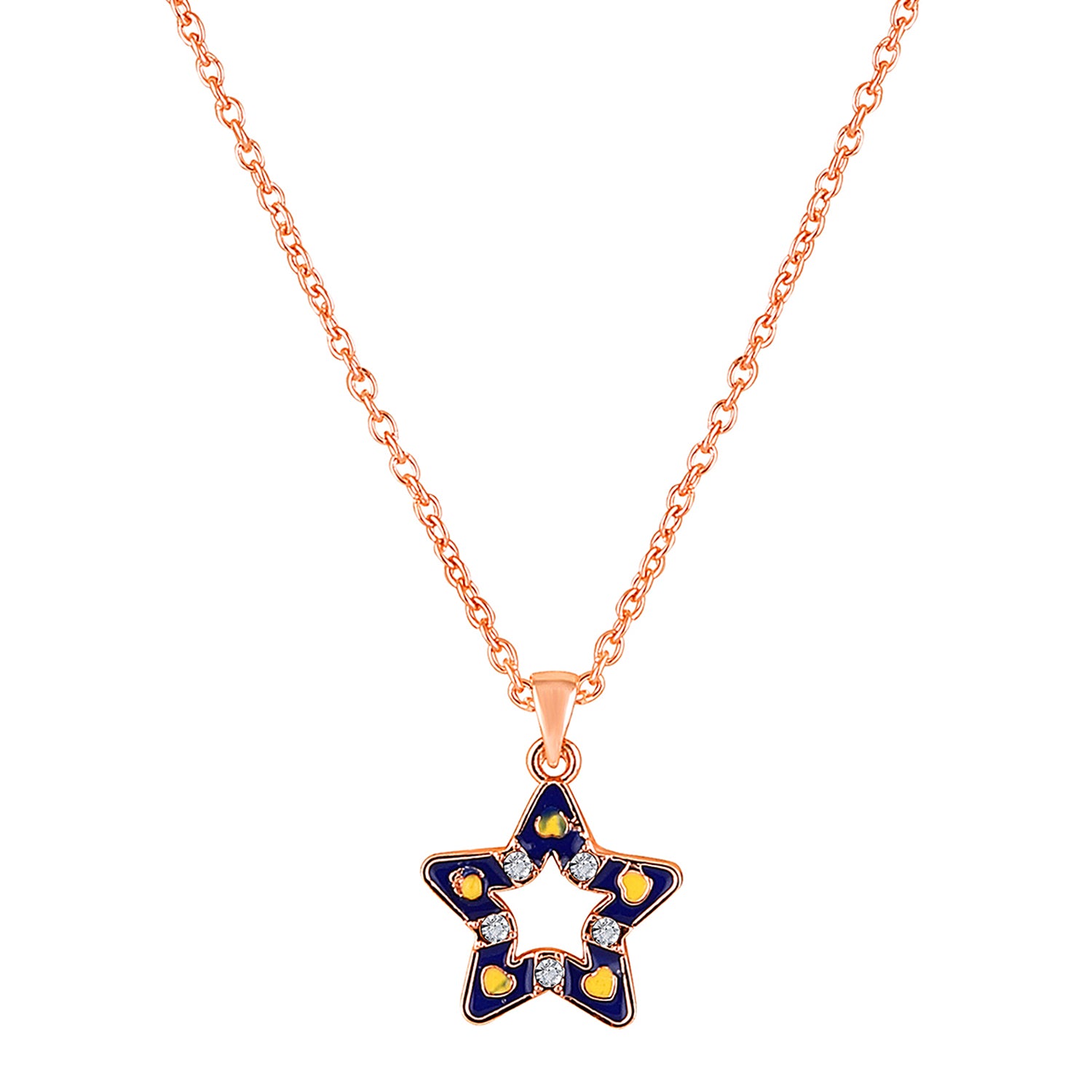 Red Meenakari Work and Crystals Star Necklace Pendant