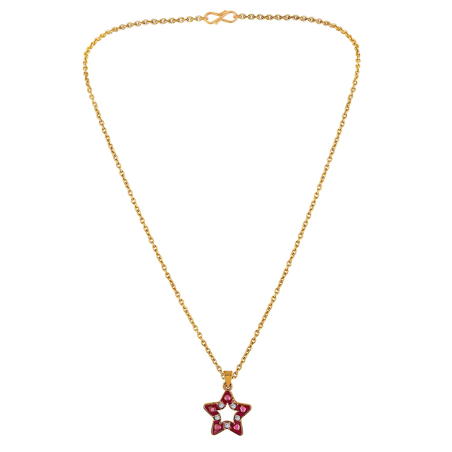 Red Meenakari Work and Crystals Star Necklace Pendant