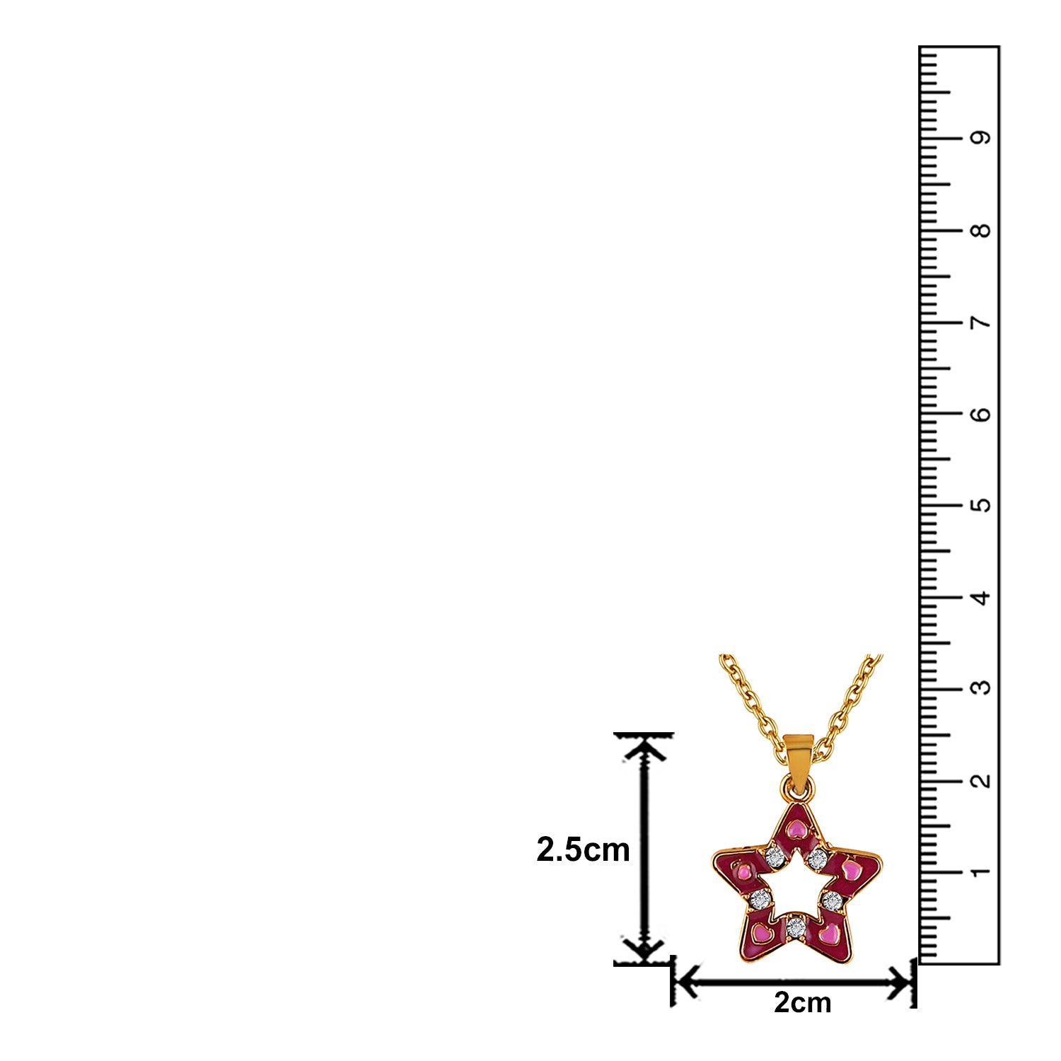 Red Meenakari Work and Crystals Star Necklace Pendant