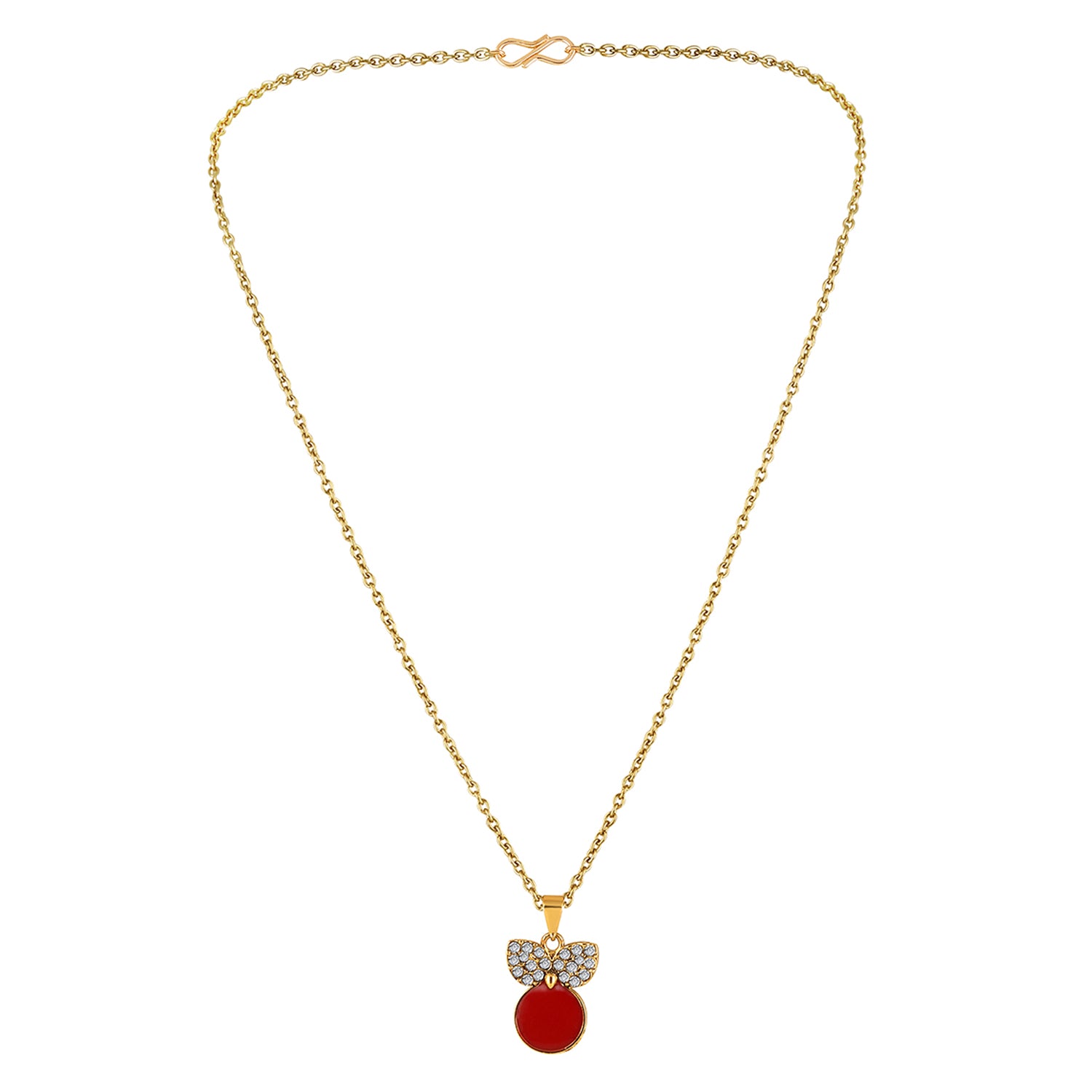 Red Meenakari Work and Crystals Cute Necklace Pendant