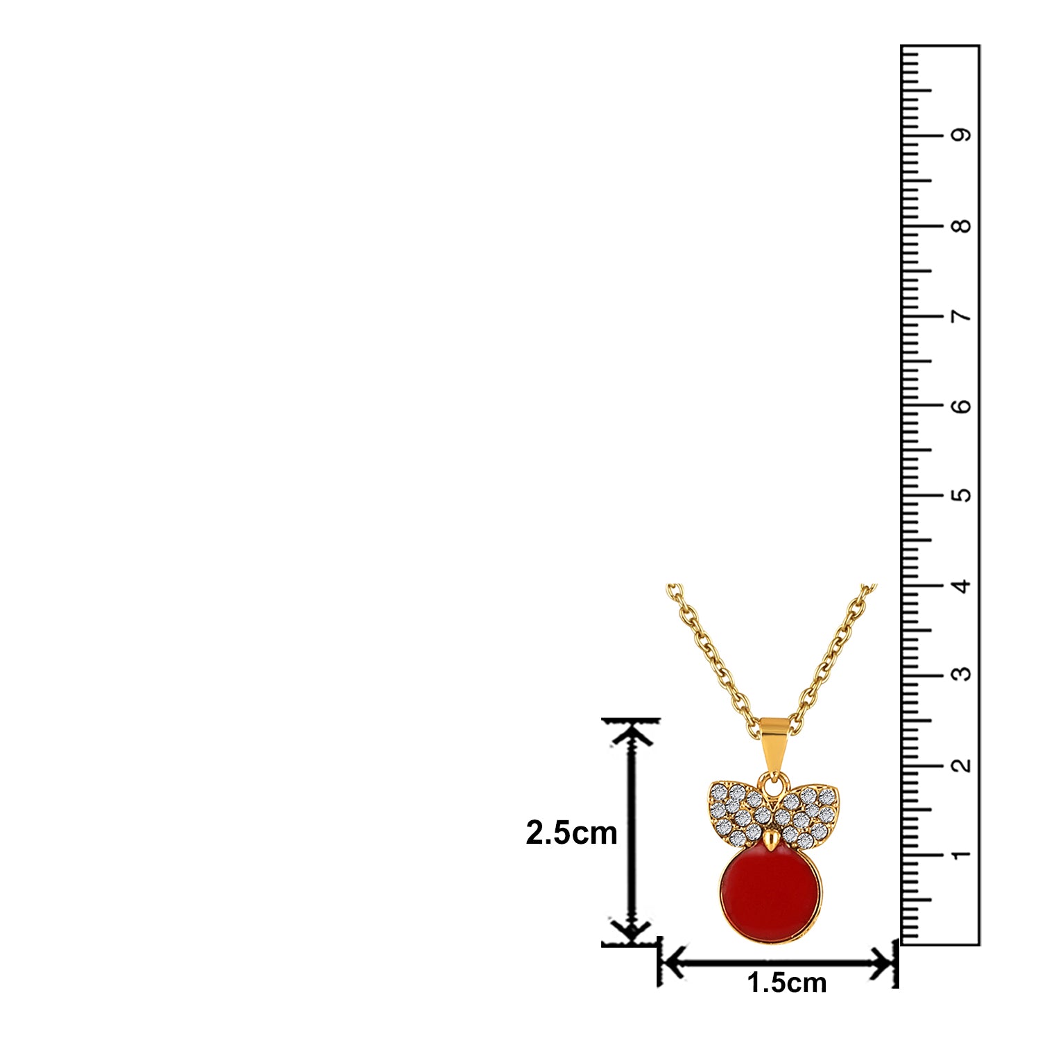 Red Meenakari Work and Crystals Cute Necklace Pendant