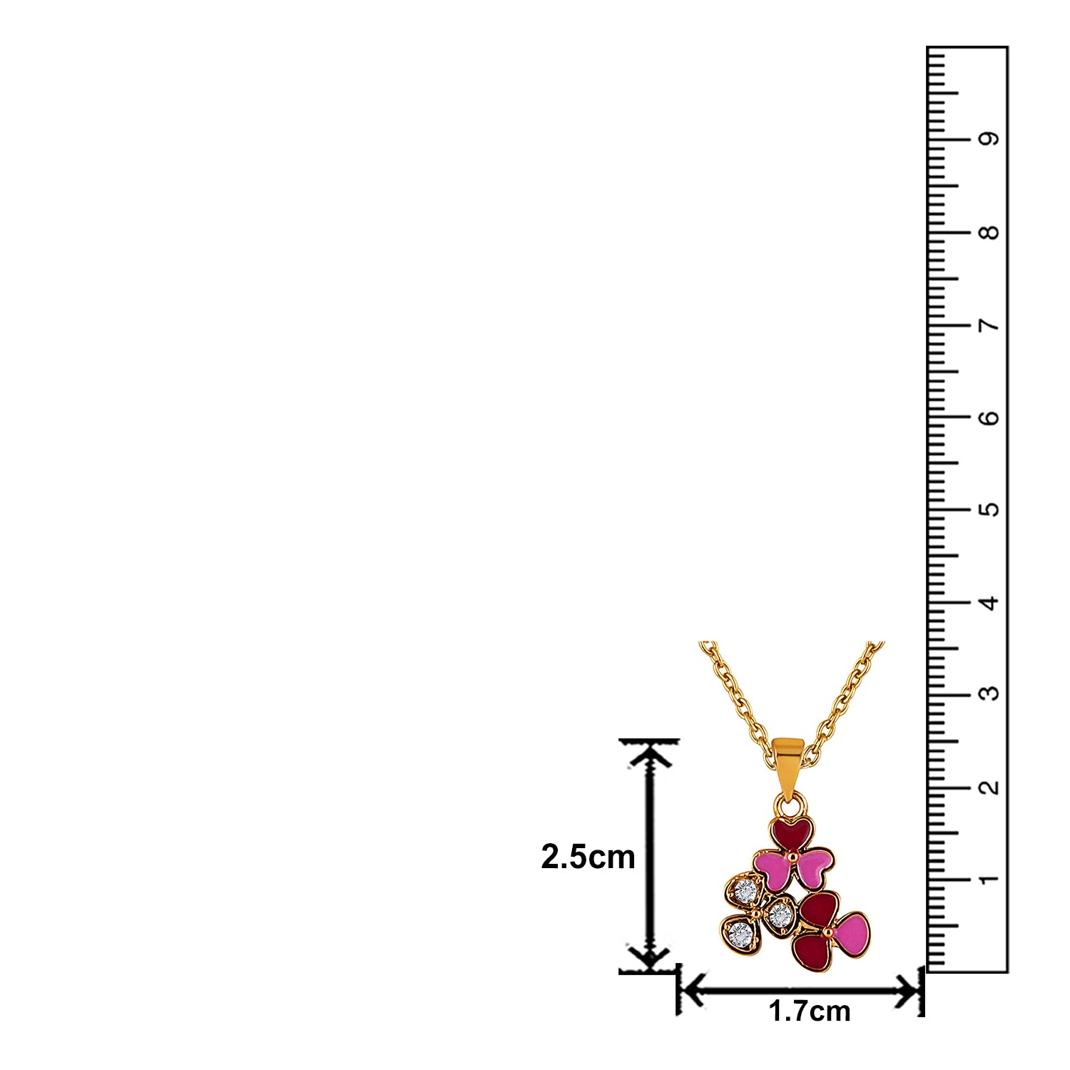 Red and Pink Meenakari Work and Crystals Floral Necklace Pendant