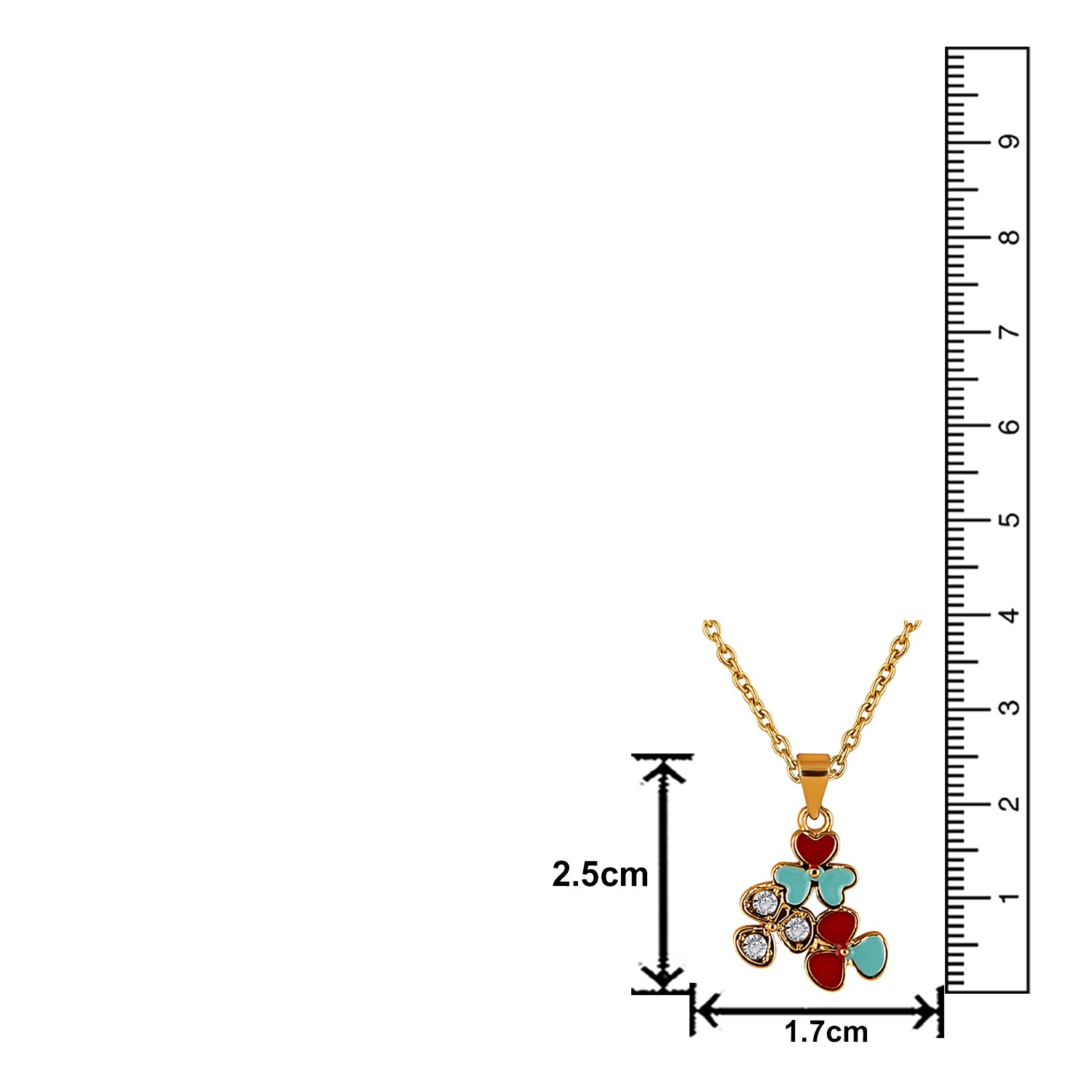 Red and Pink Meenakari Work and Crystals Floral Necklace Pendant