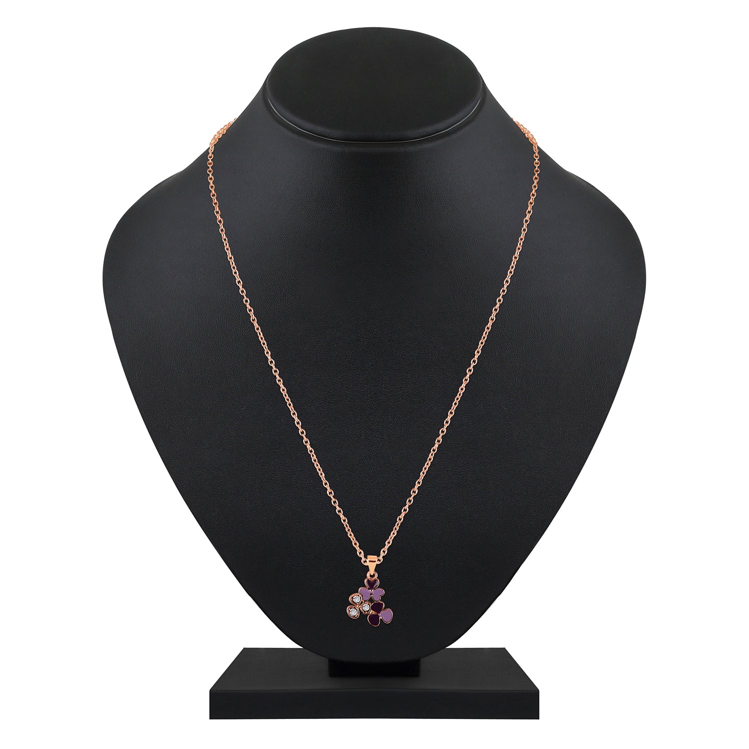 Red and Pink Meenakari Work and Crystals Floral Necklace Pendant