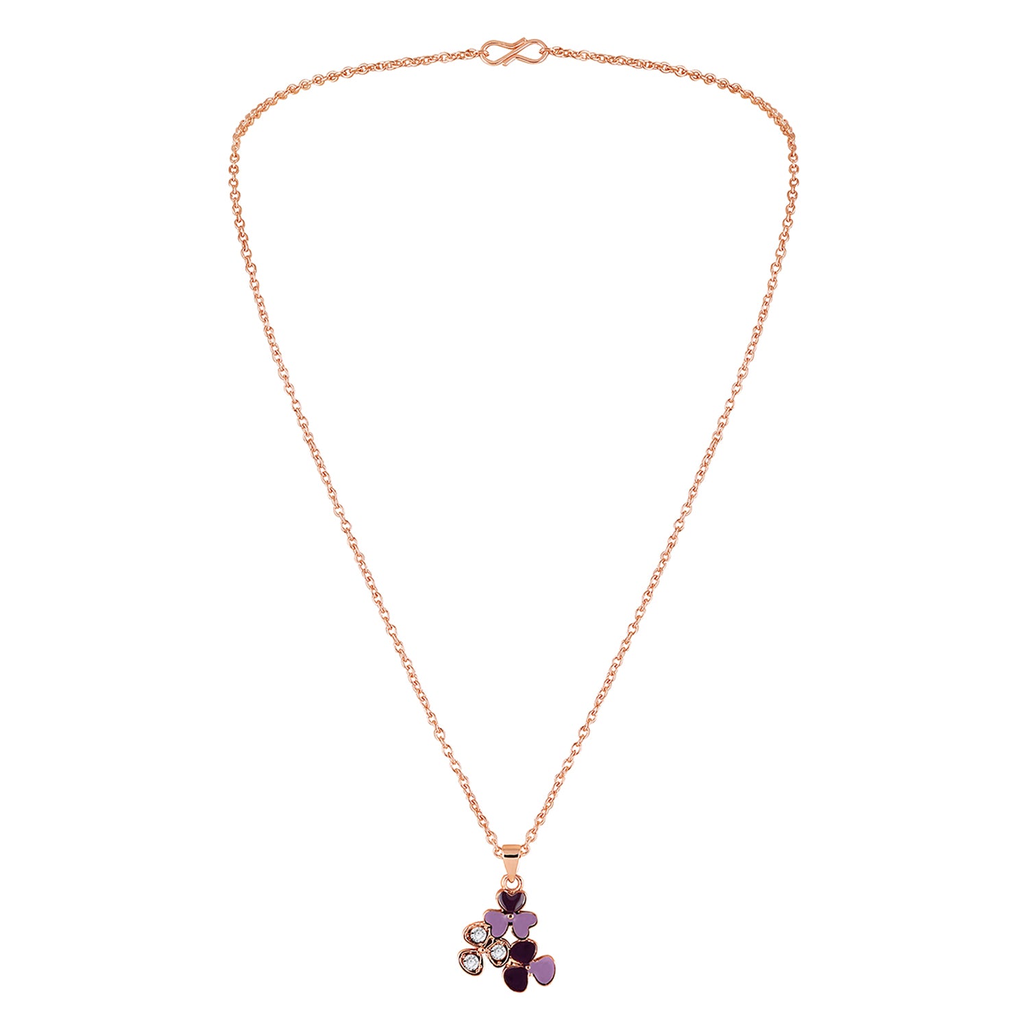 Red and Pink Meenakari Work and Crystals Floral Necklace Pendant