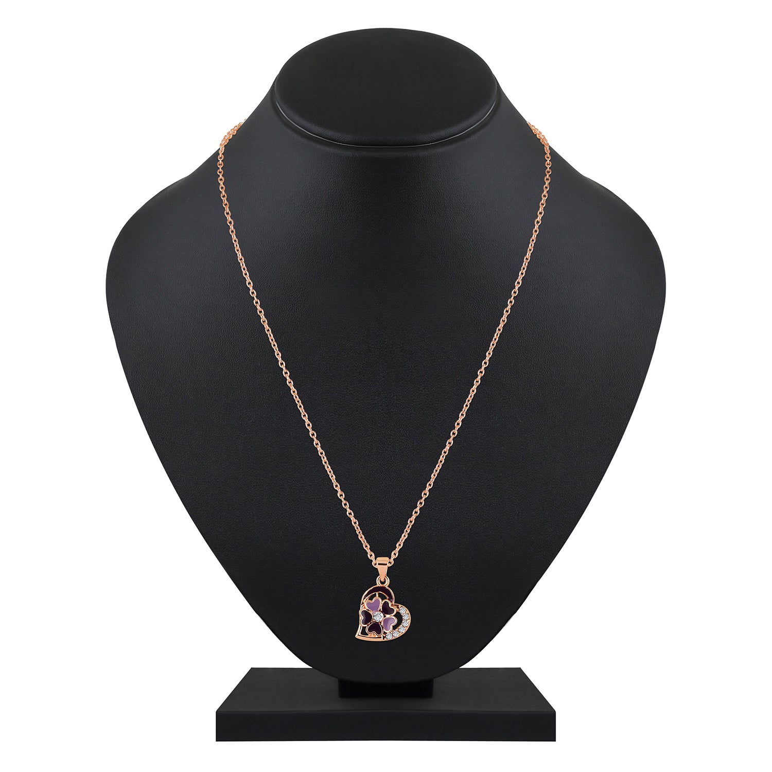 Purple Meenakari Work and Crystals Floral Heart Necklace Pendant