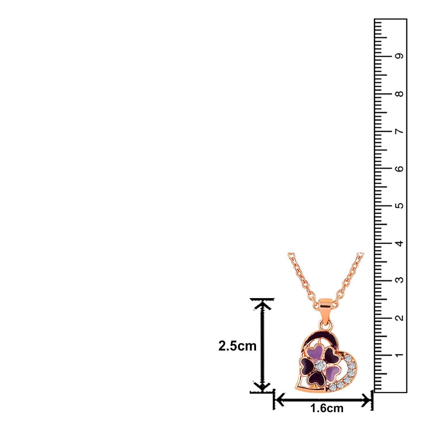 Purple Meenakari Work and Crystals Floral Heart Necklace Pendant