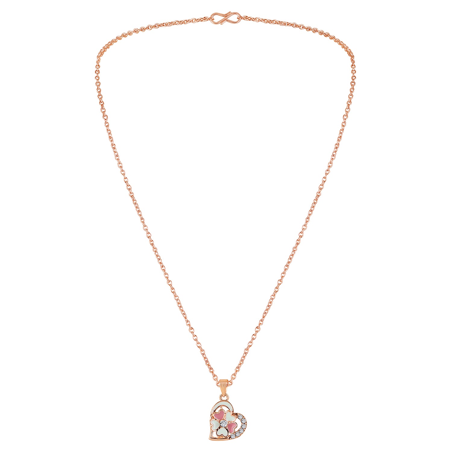 Purple Meenakari Work and Crystals Floral Heart Necklace Pendant