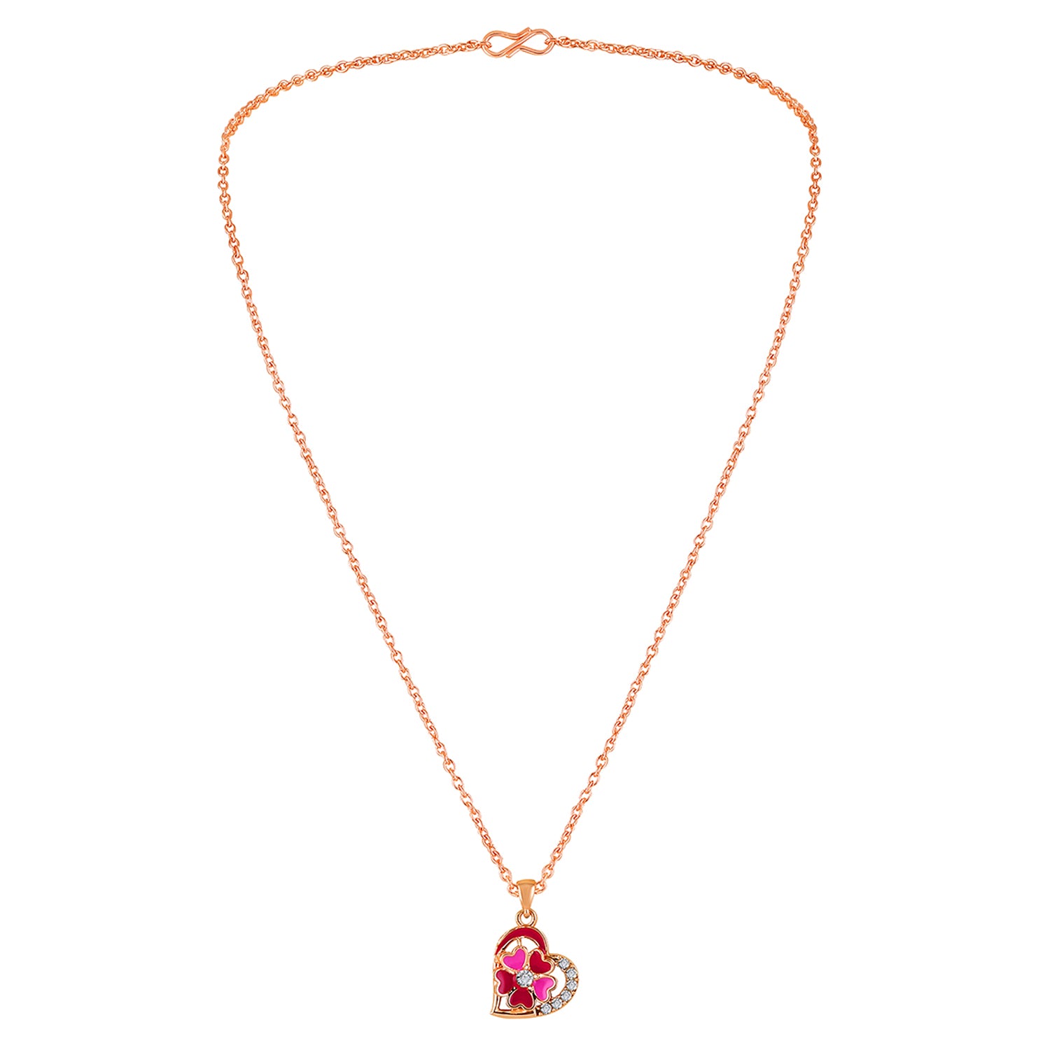 Purple Meenakari Work and Crystals Floral Heart Necklace Pendant