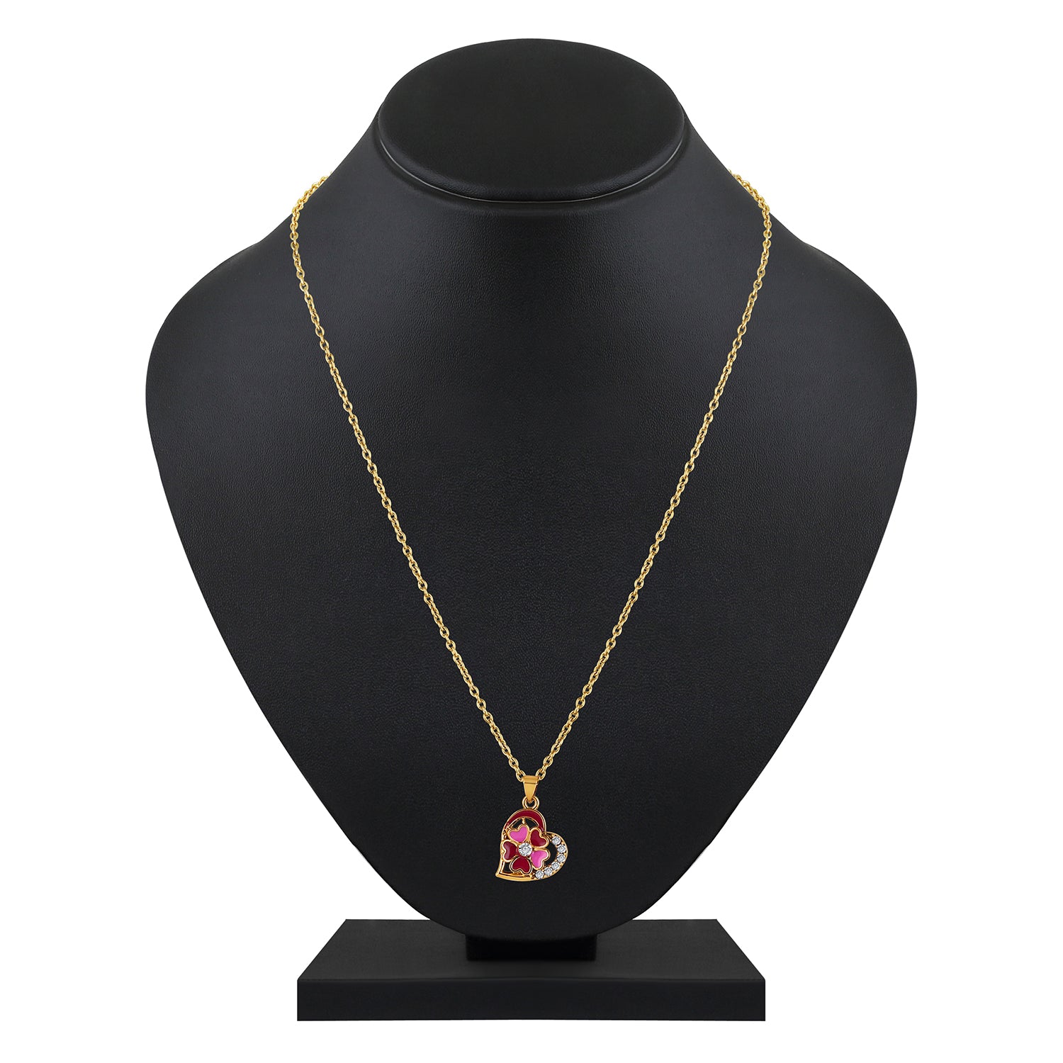 Purple Meenakari Work and Crystals Floral Heart Necklace Pendant