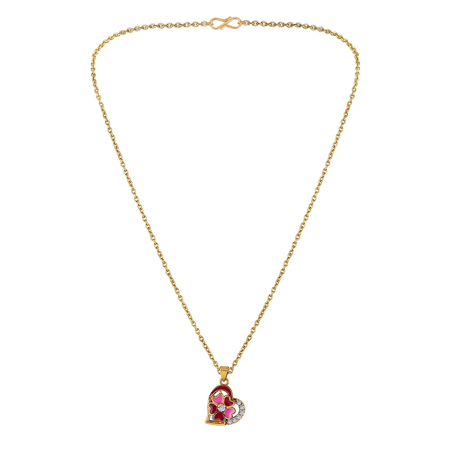 Purple Meenakari Work and Crystals Floral Heart Necklace Pendant