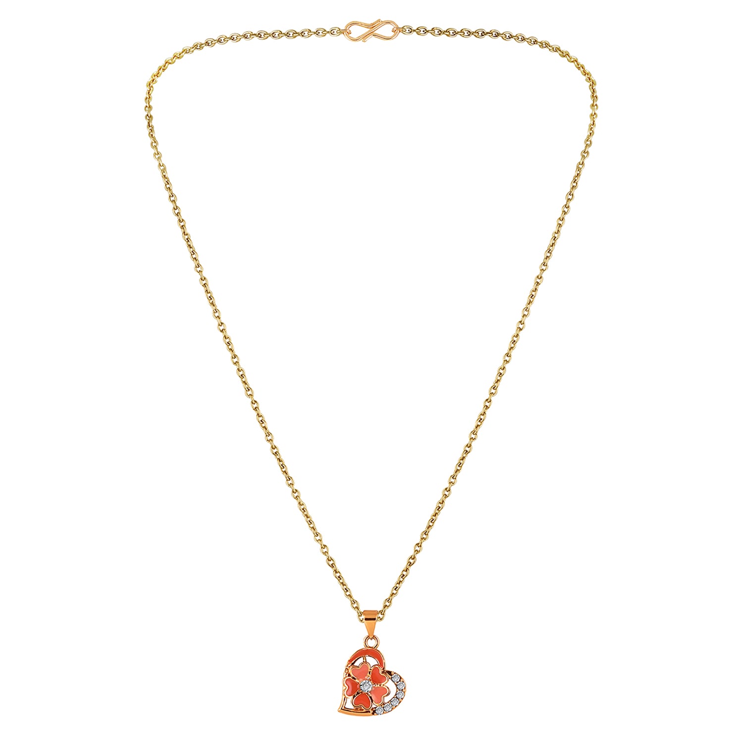 Purple Meenakari Work and Crystals Floral Heart Necklace Pendant