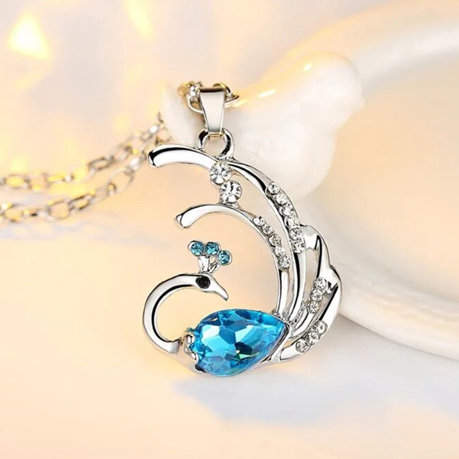 Dancing Peacock-Shaped Pendant Necklace