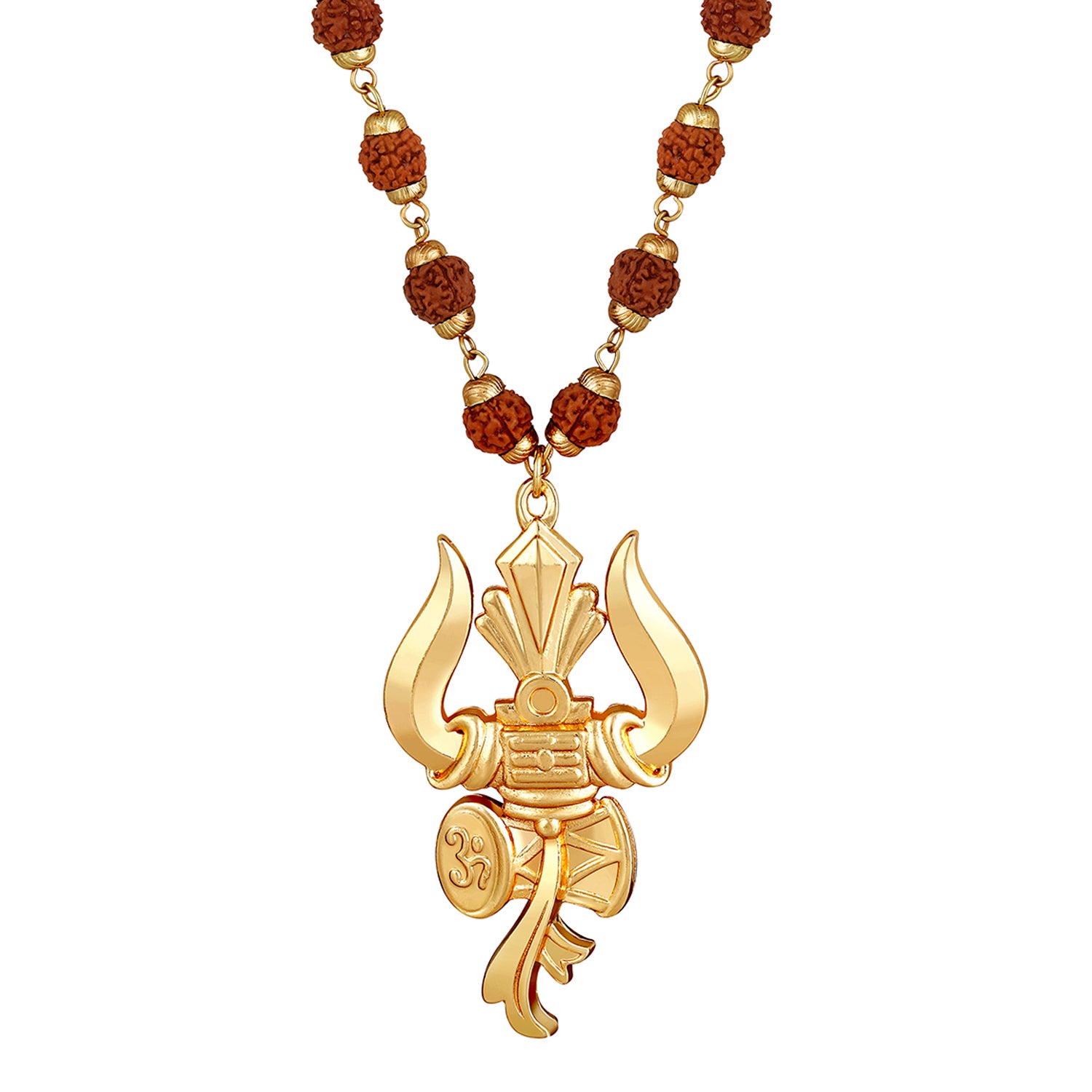 Lord Shiva Trishul & Damroo Pendant with Mala