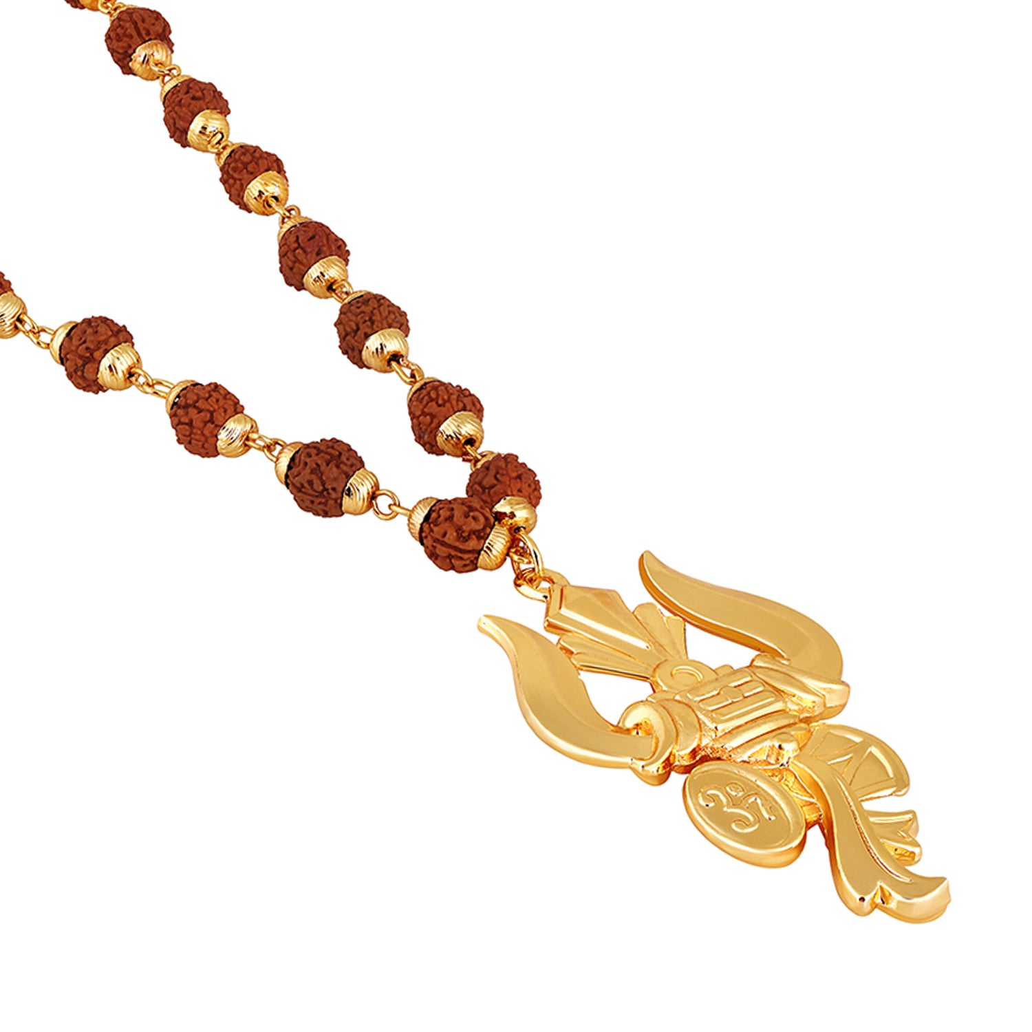 Lord Shiva Trishul & Damroo Pendant with Mala