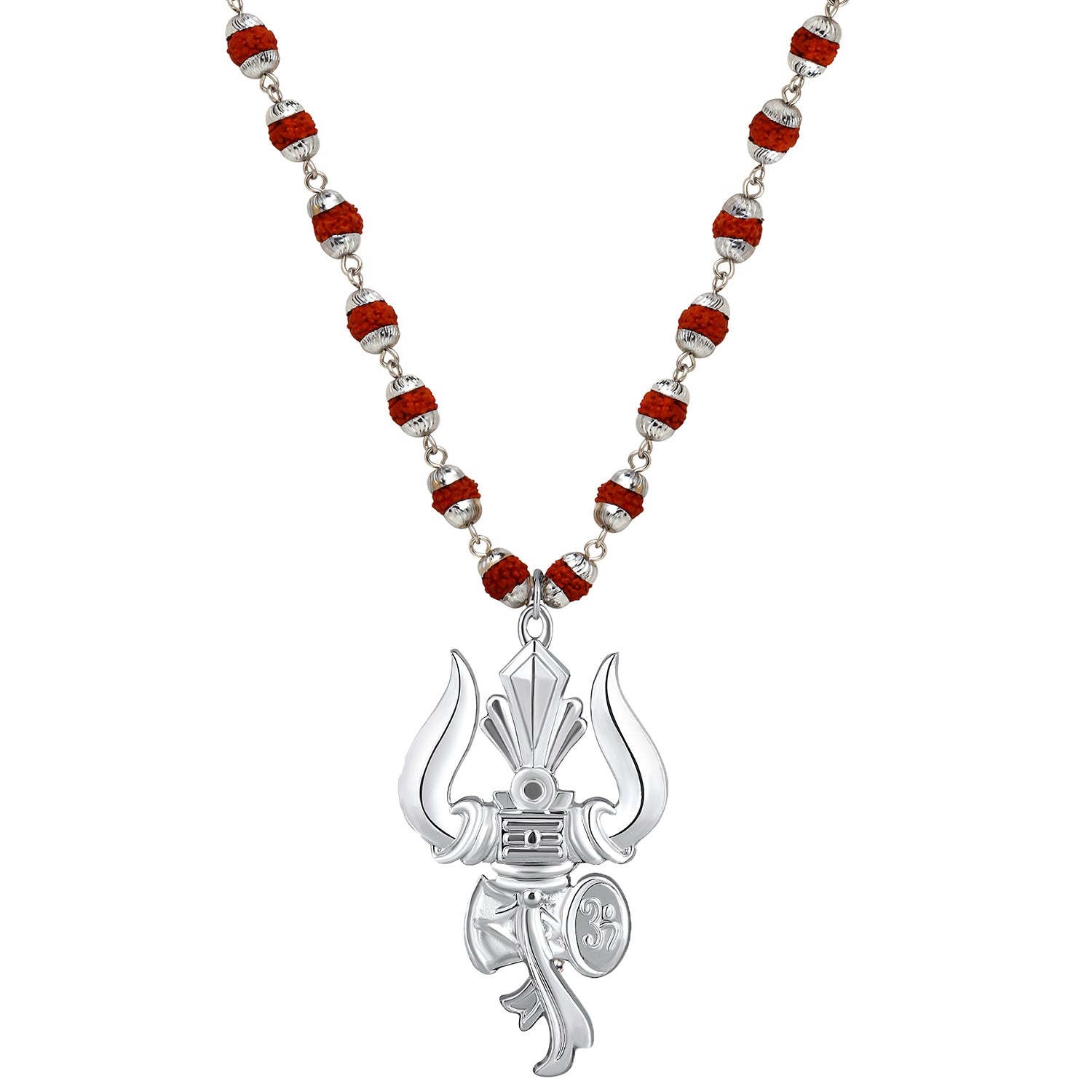 Lord Shiva Trishul & Damroo Pendant with Mala