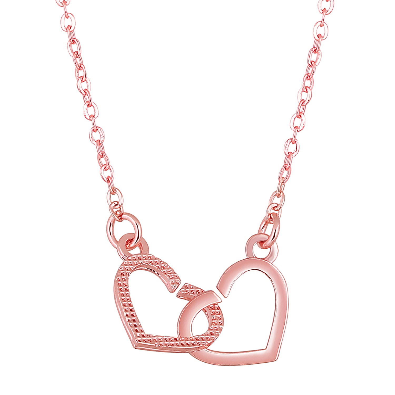 Dual Heart Link Pendant Necklace