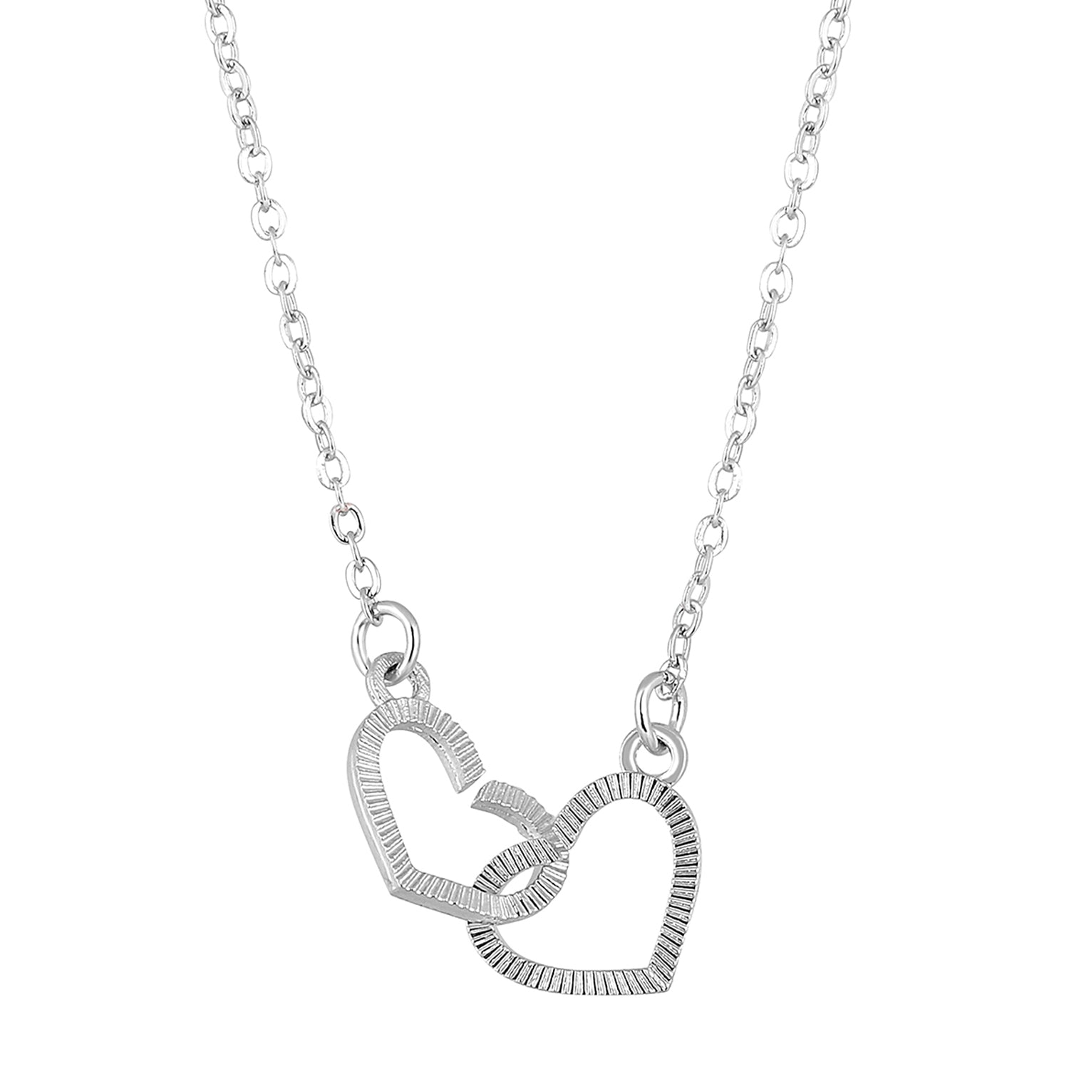 Dual Heart Link Pendant Necklace