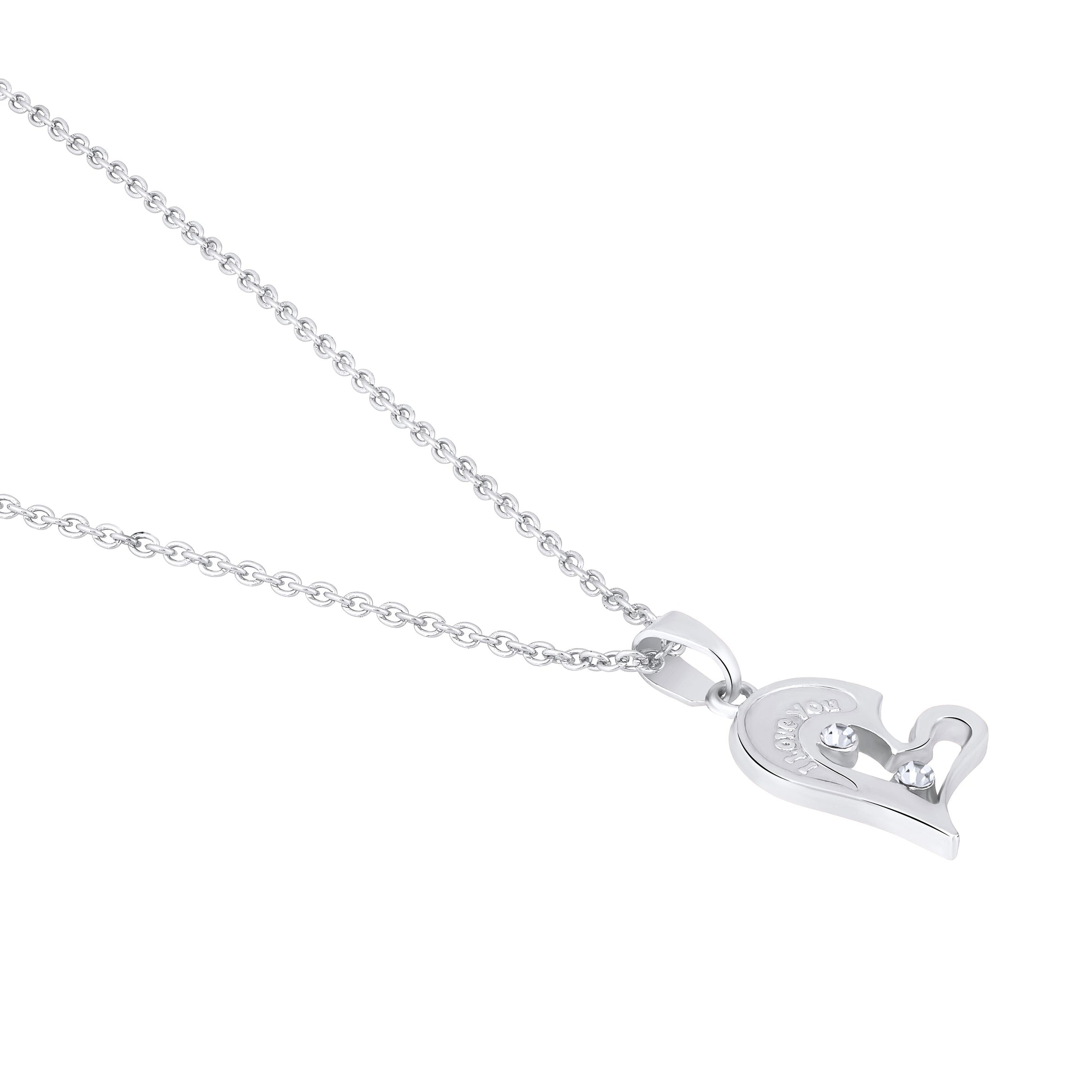 I LOVE YOU Engraved Broken Heart Pendant Necklace