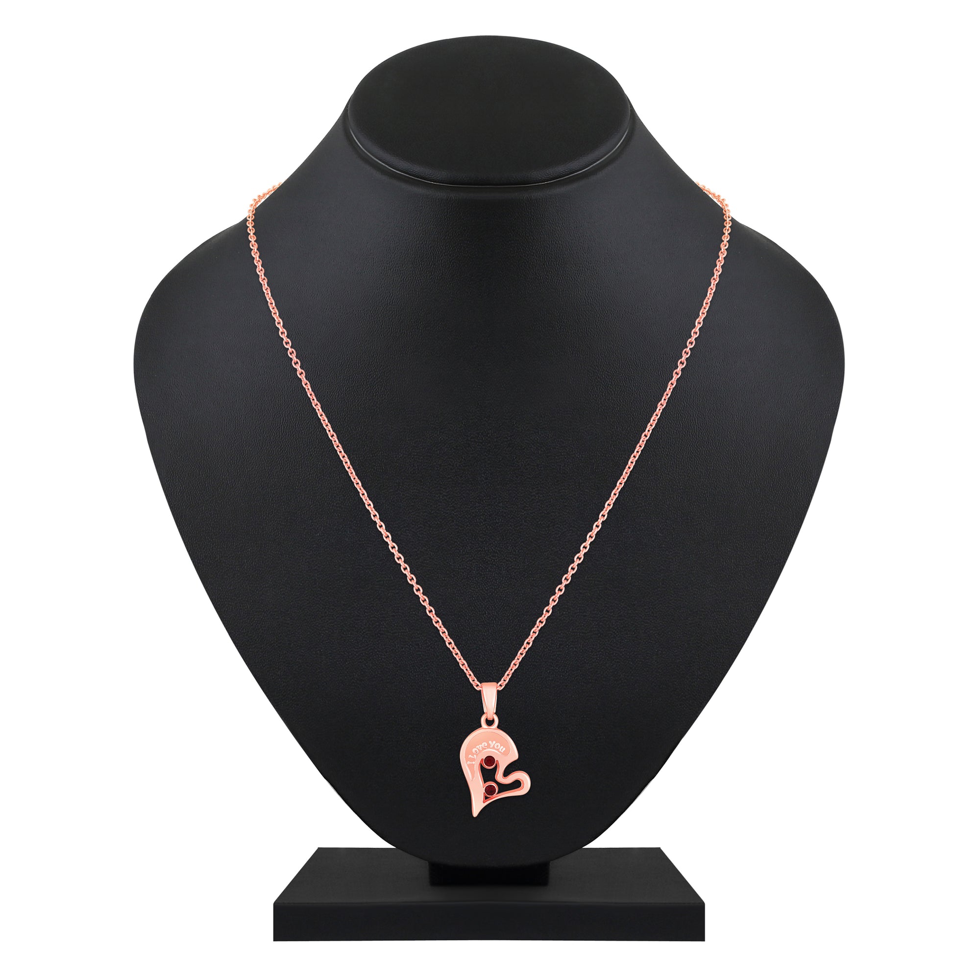 I LOVE YOU Engraved Broken Heart Pendant Necklace