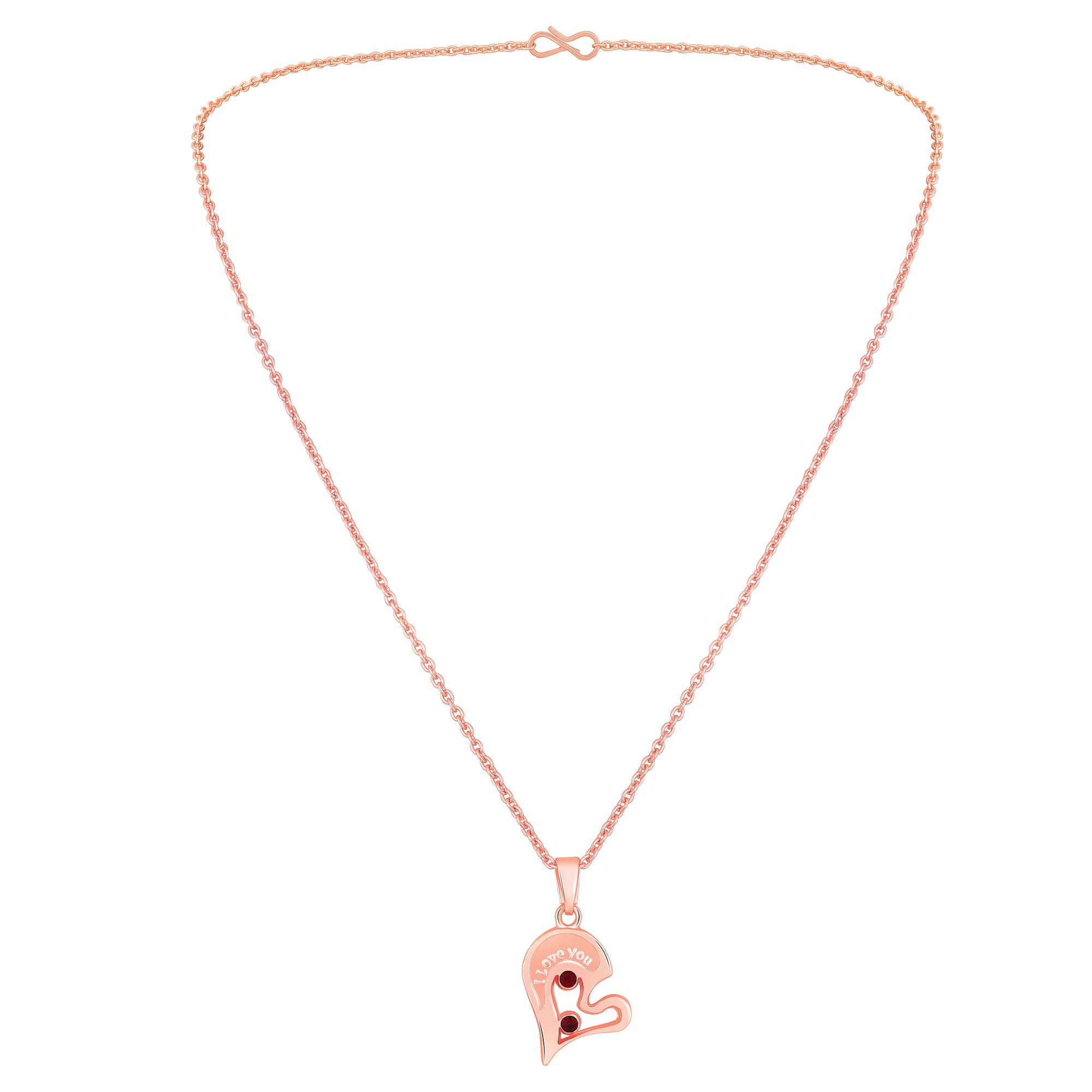 I LOVE YOU Engraved Broken Heart Pendant Necklace