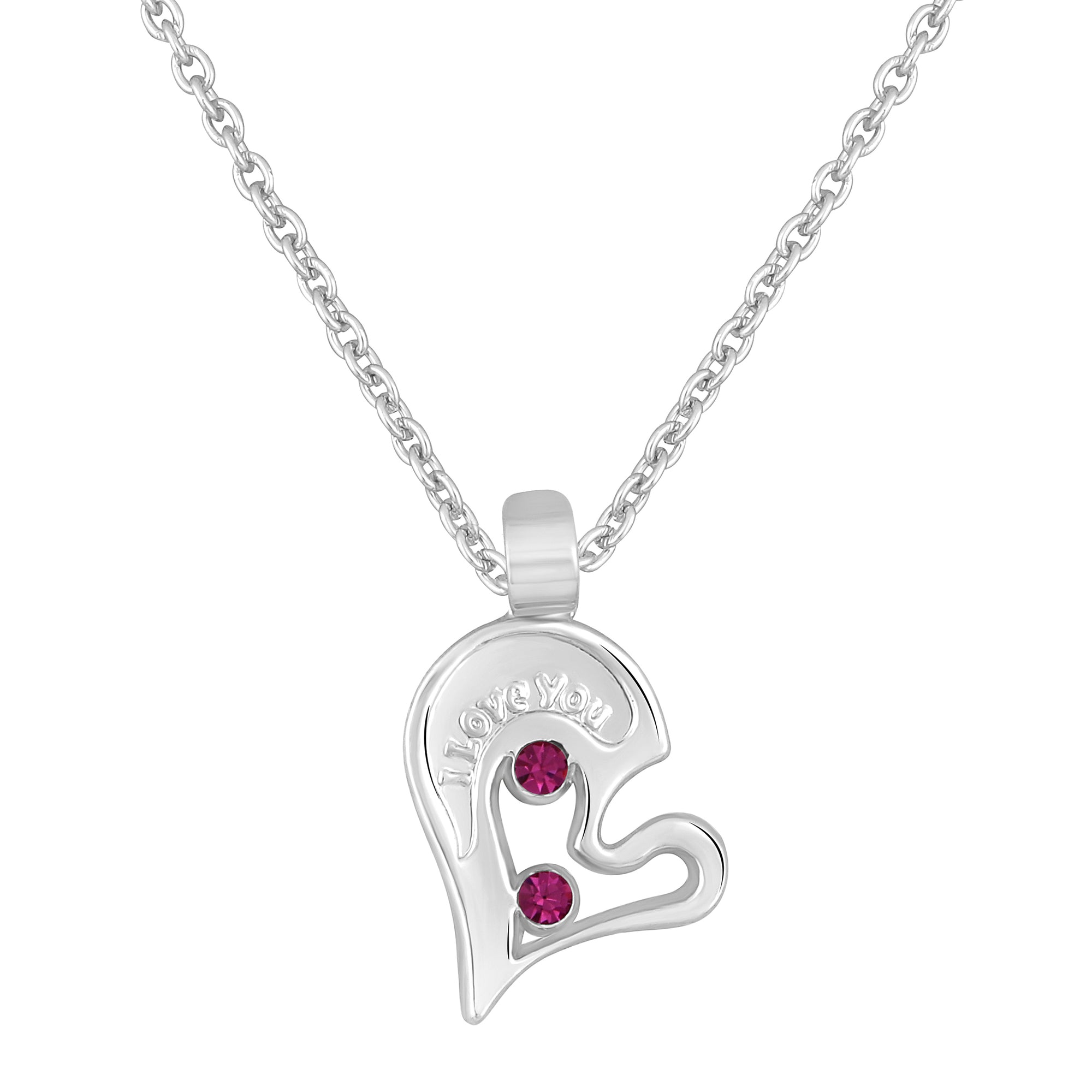 I LOVE YOU Engraved Broken Heart Pendant Necklace