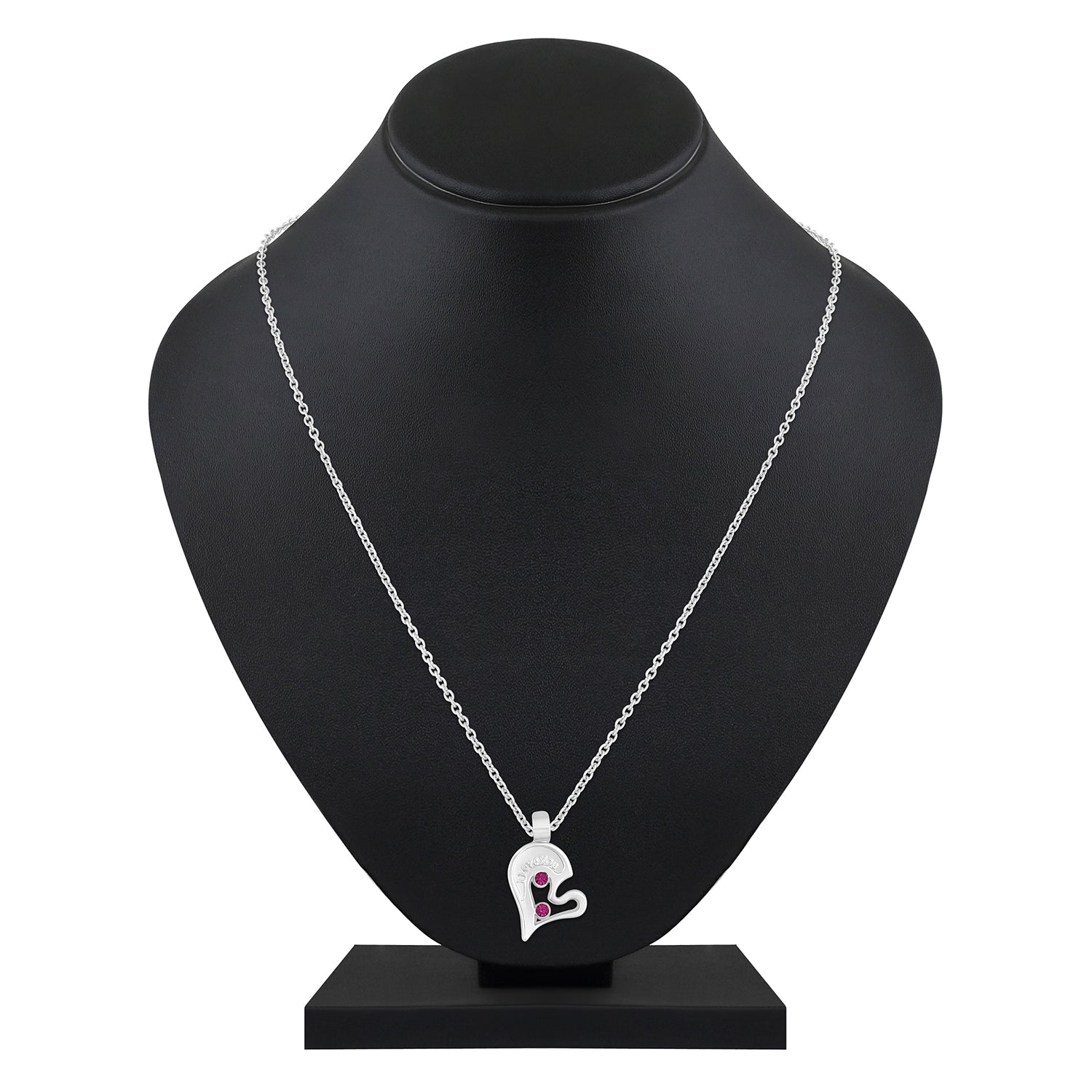 I LOVE YOU Engraved Broken Heart Pendant Necklace