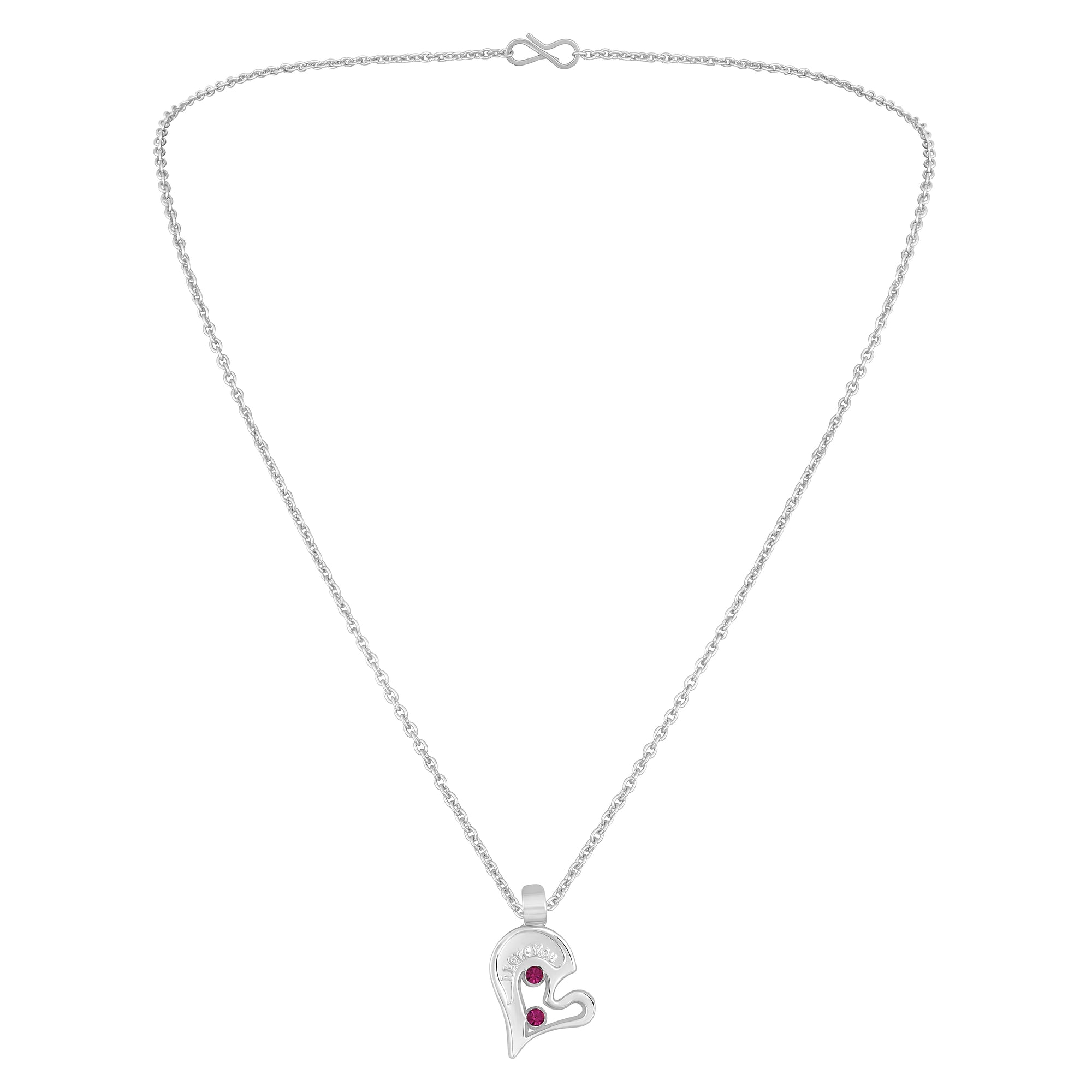 I LOVE YOU Engraved Broken Heart Pendant Necklace