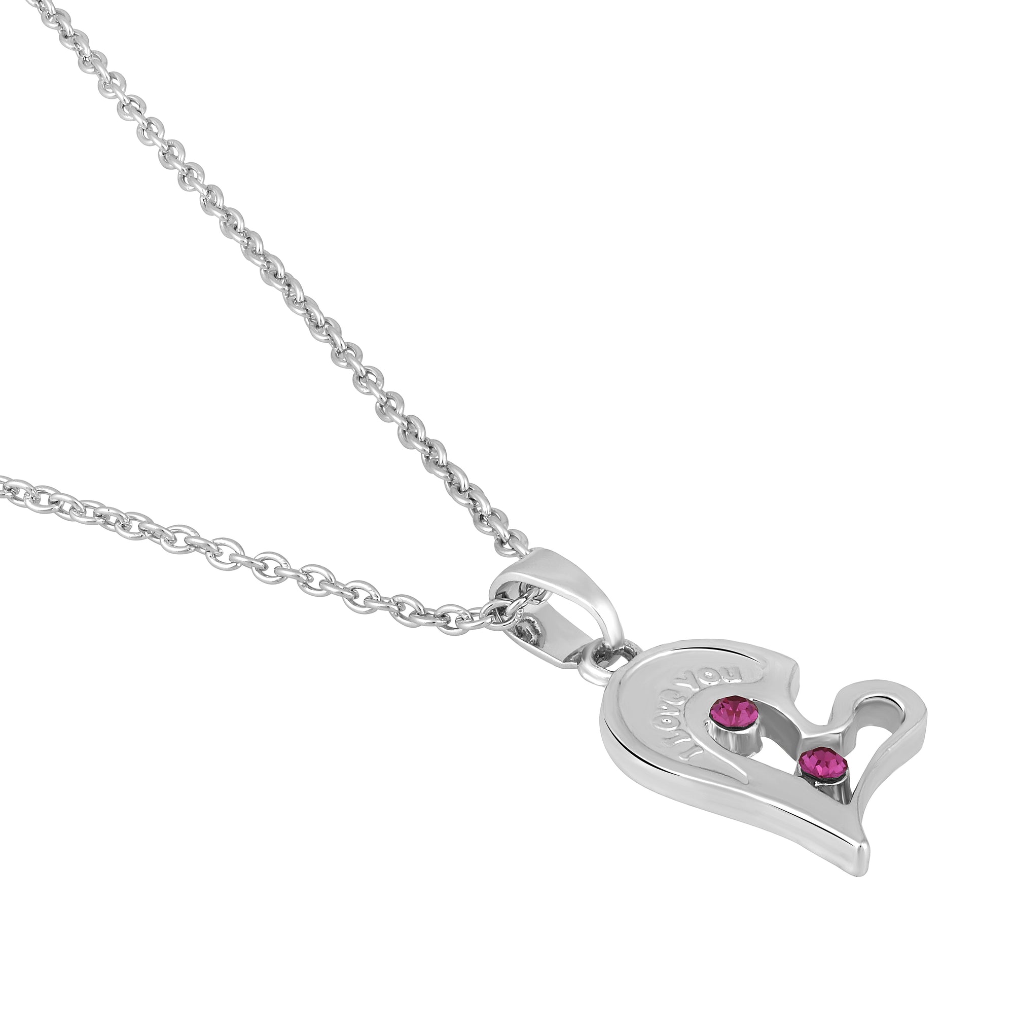 I LOVE YOU Engraved Broken Heart Pendant Necklace