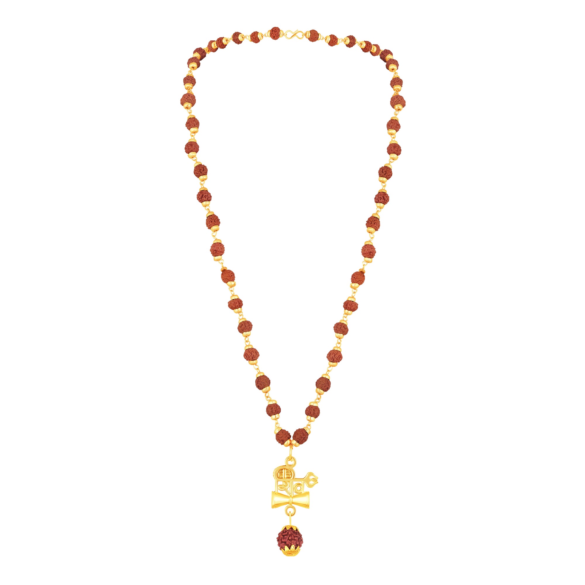 Shiva Trishul and Damaru Pendant with Mala