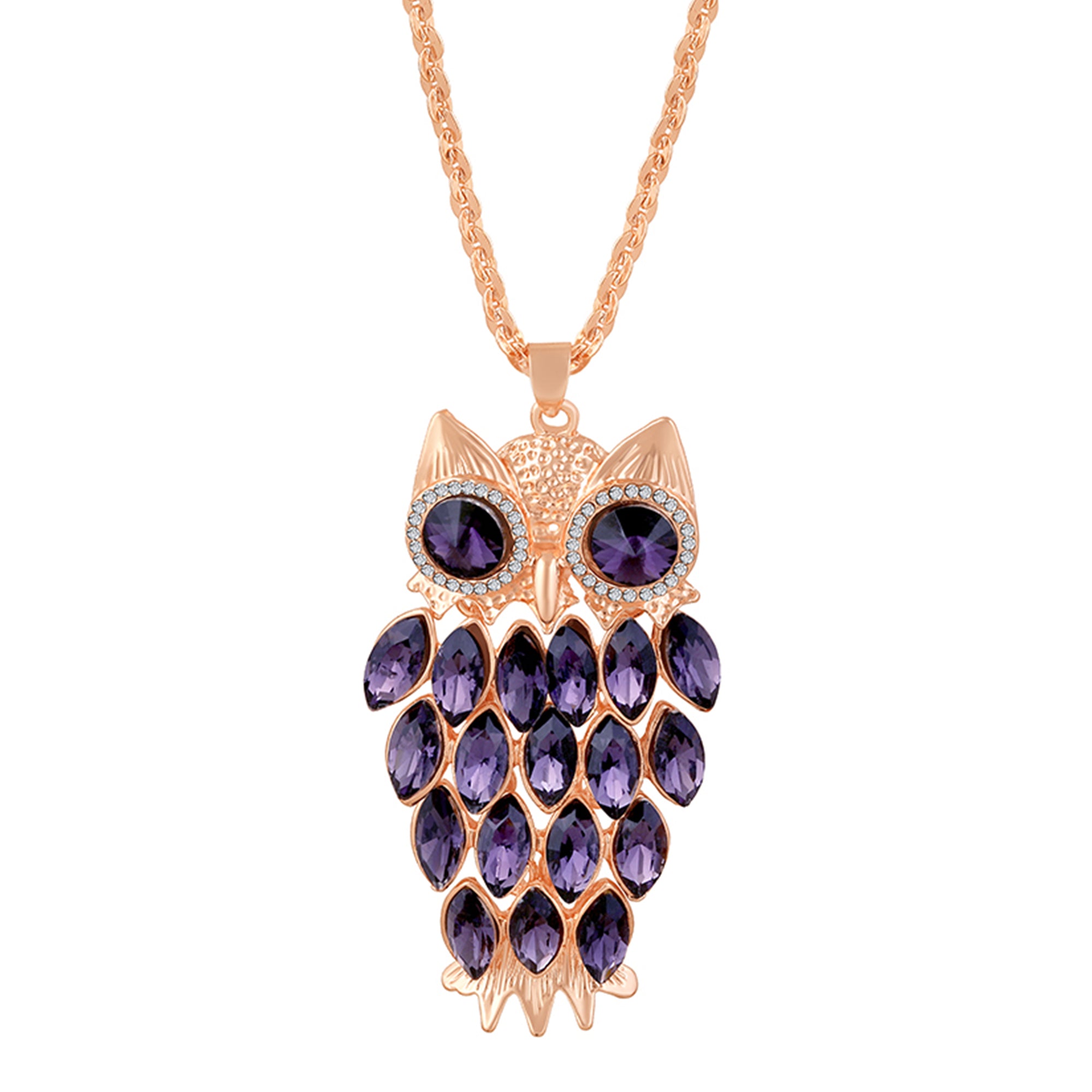 Swinging Owl-Shaped Pendant with Long Chain