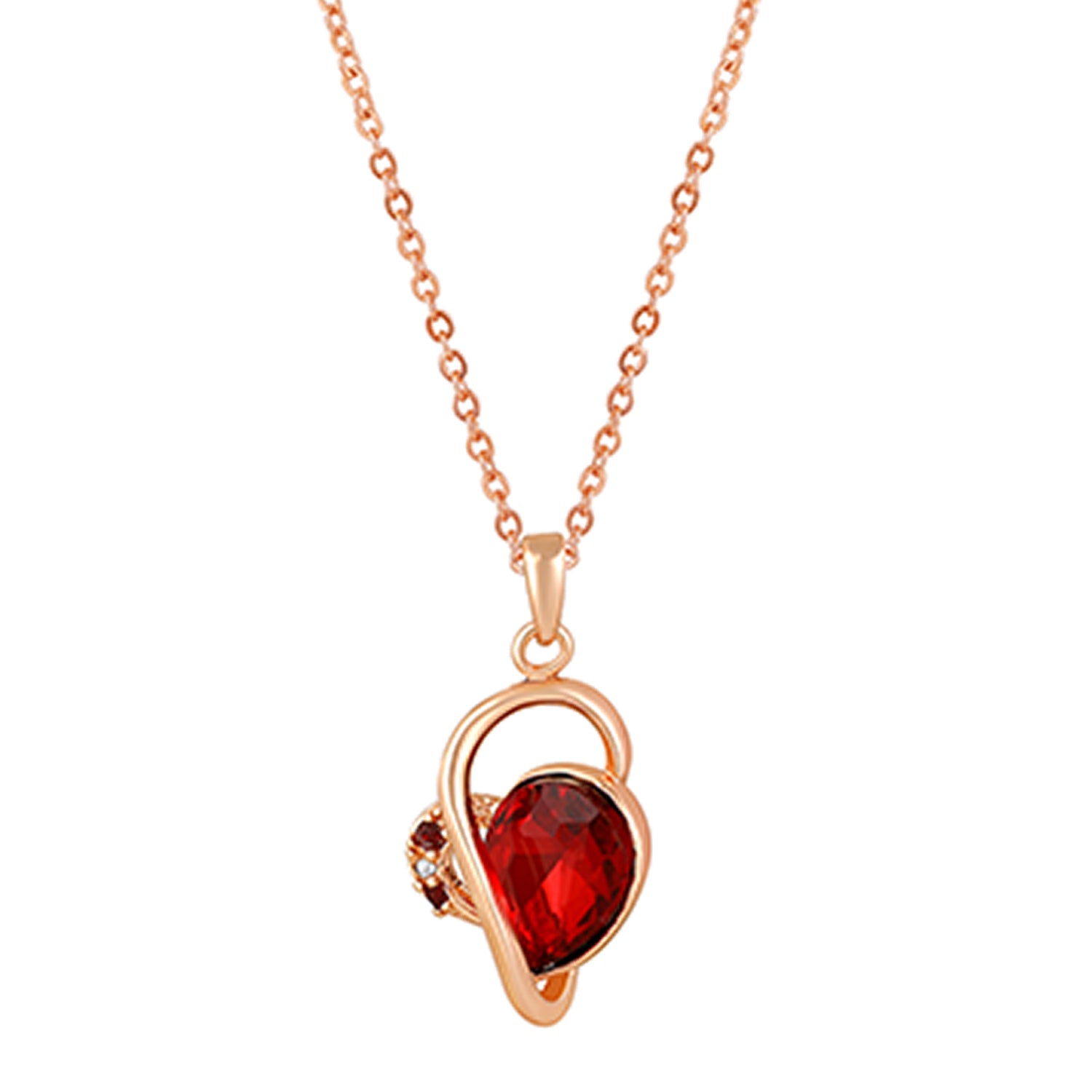 Red Crystal Heart Pendant Chain