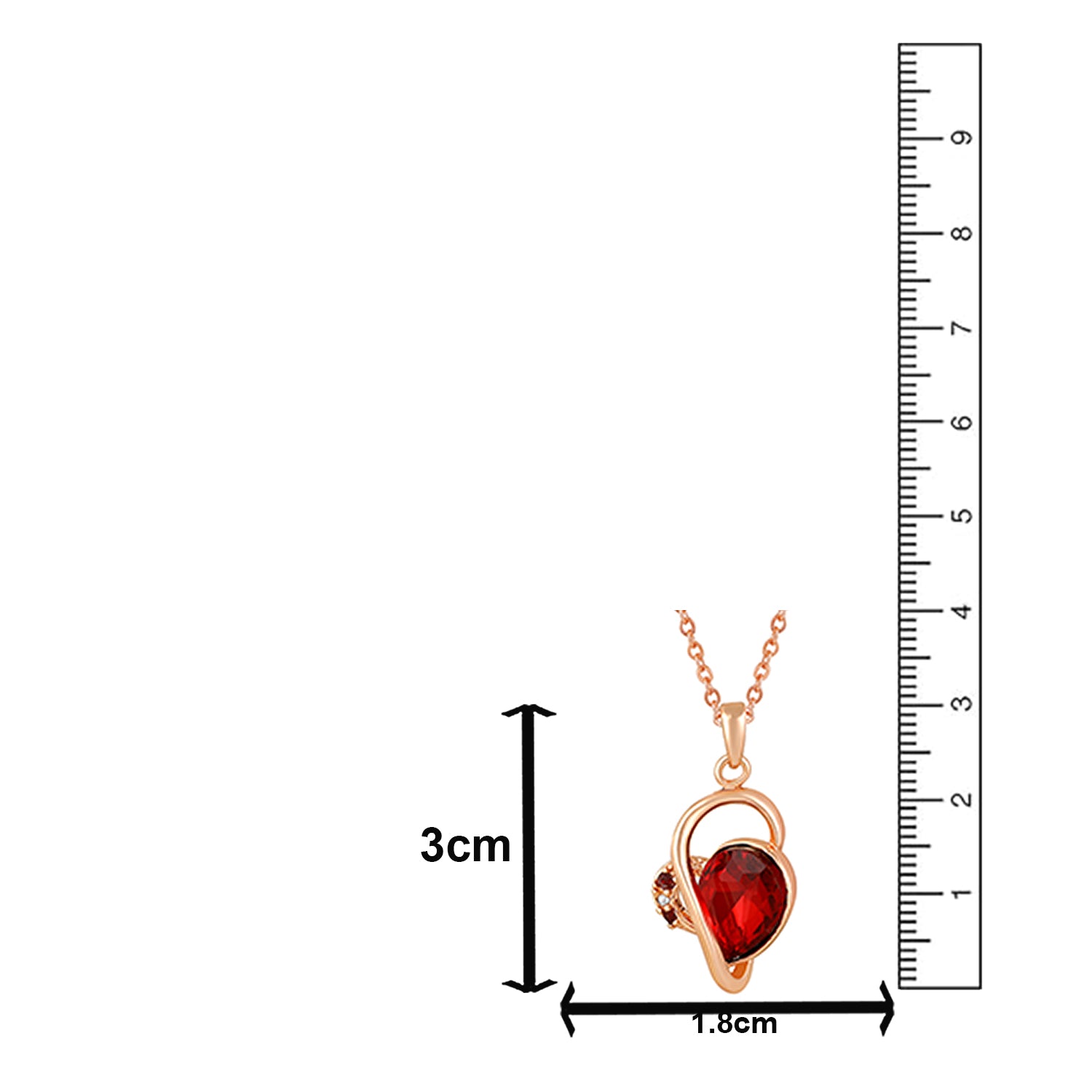 Red Crystal Heart Pendant Chain