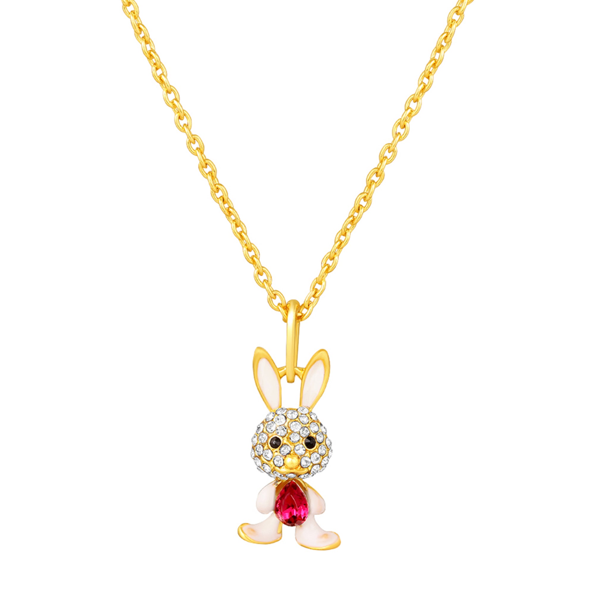 Rabbit-Shaped Studded Pendant chain Necklace