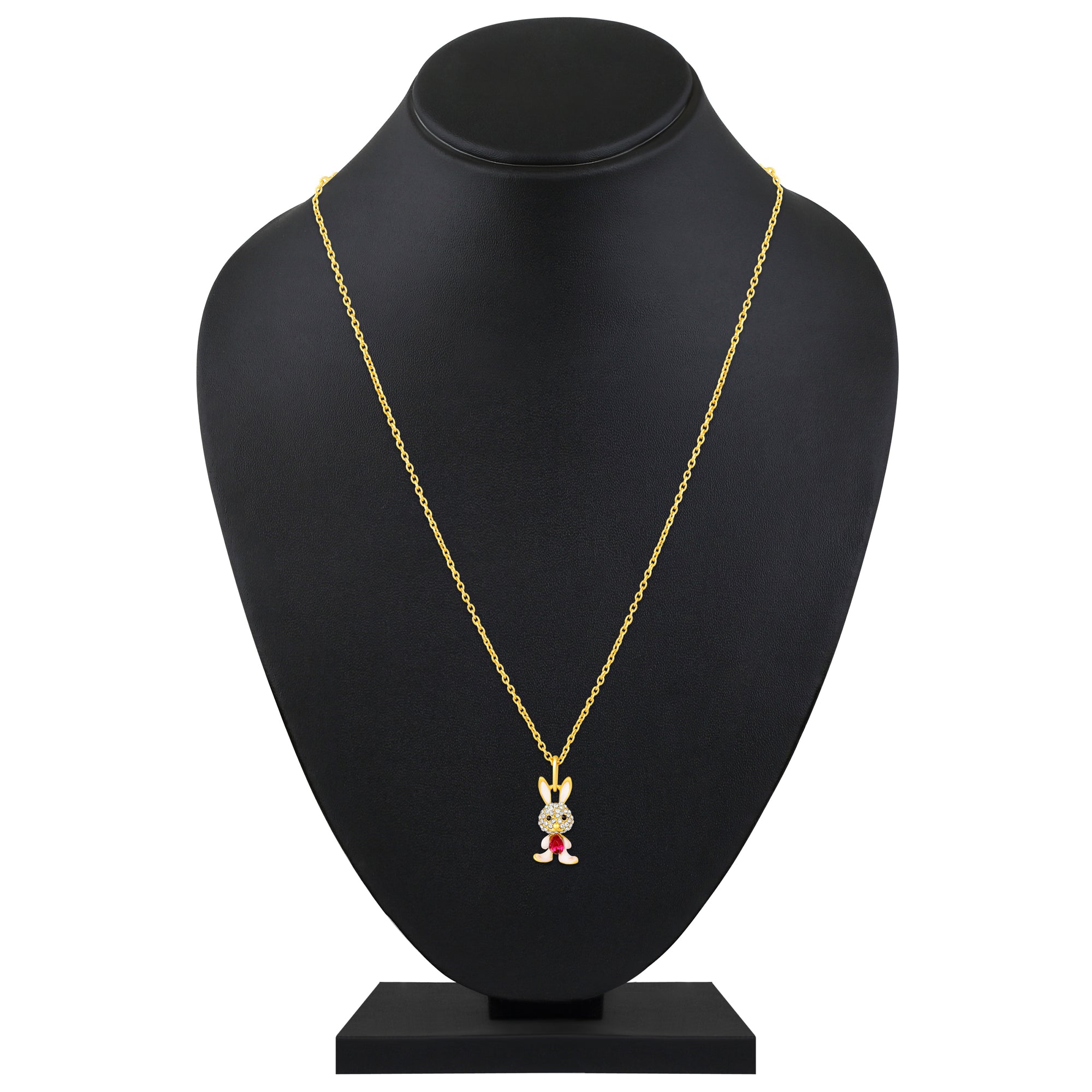 Rabbit-Shaped Studded Pendant chain Necklace