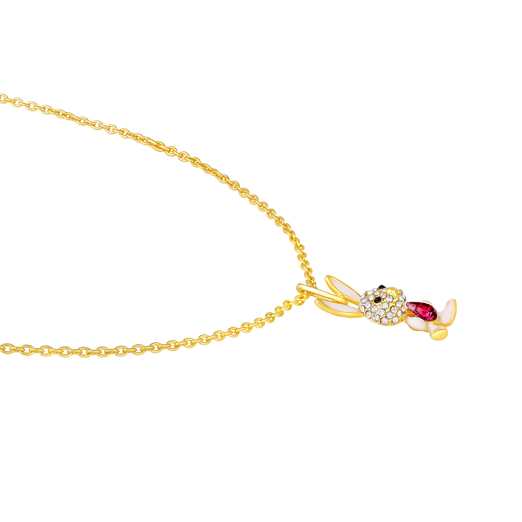 Rabbit-Shaped Studded Pendant chain Necklace