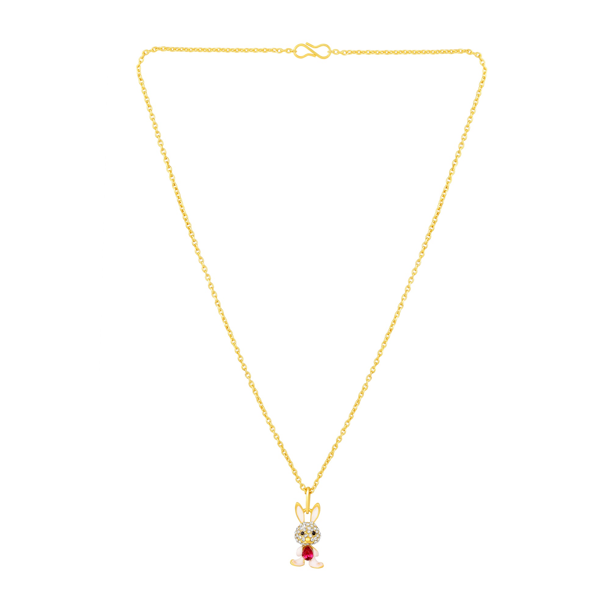 Rabbit-Shaped Studded Pendant chain Necklace
